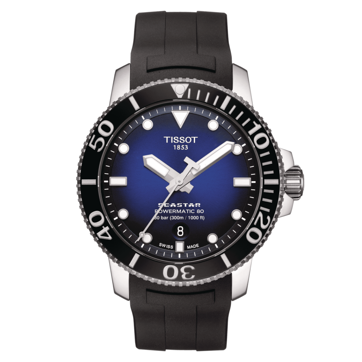 De Tissot Seastar 1000 Powermatic 80 is een elegant horloge voor liefhebbers van watersport dat op naadloze wijze stijl en prestatie combineert. De sportieve look is subtiel genoeg om het horloge zowel overdag als ‘s avonds te kunnen dragen, waarbij het Powermatic 80-uurwerk met een gangreserve van 80 uur superieure nauwkeurigheid biedt.