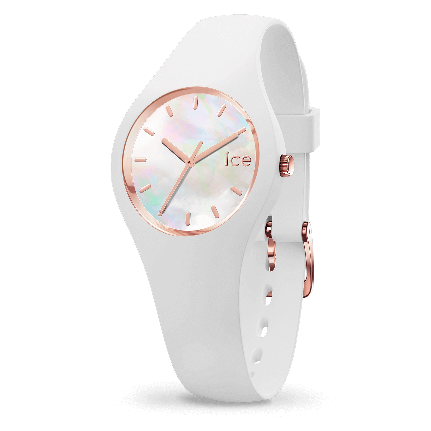 Chic en stijlvol! Het paarlemoer van de ICE pearl white-polshorloges maakt van je XS-uurwerk een pareltje. Dit zachte, dromerige horloge van wit, soepel silicone en met een wijzerplaat van wit paarlemoer past als een juweel om zelfs de allerfijnste pols.