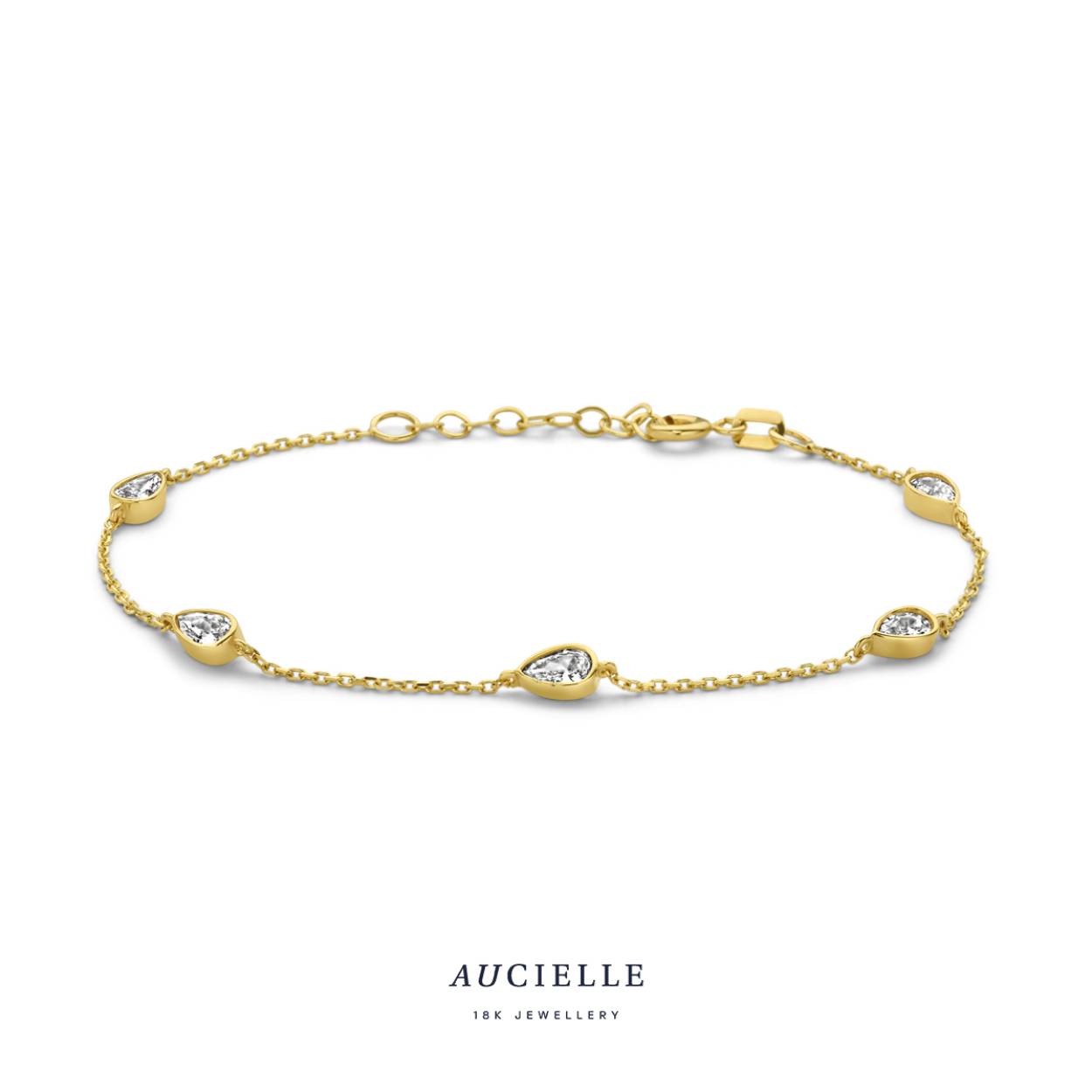 AuCielle Armband Goud 18k Zirconia peervormig - AA0008C/18