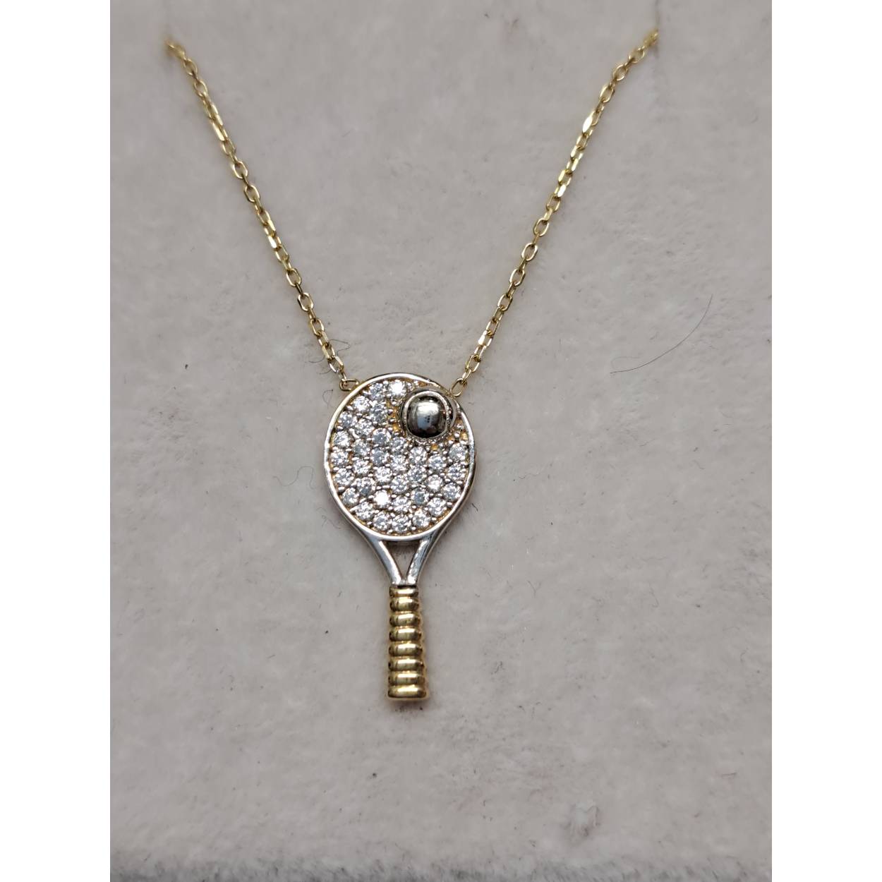 14 Karaat geel gouden collier in tennis vorm bezet met zirkonia