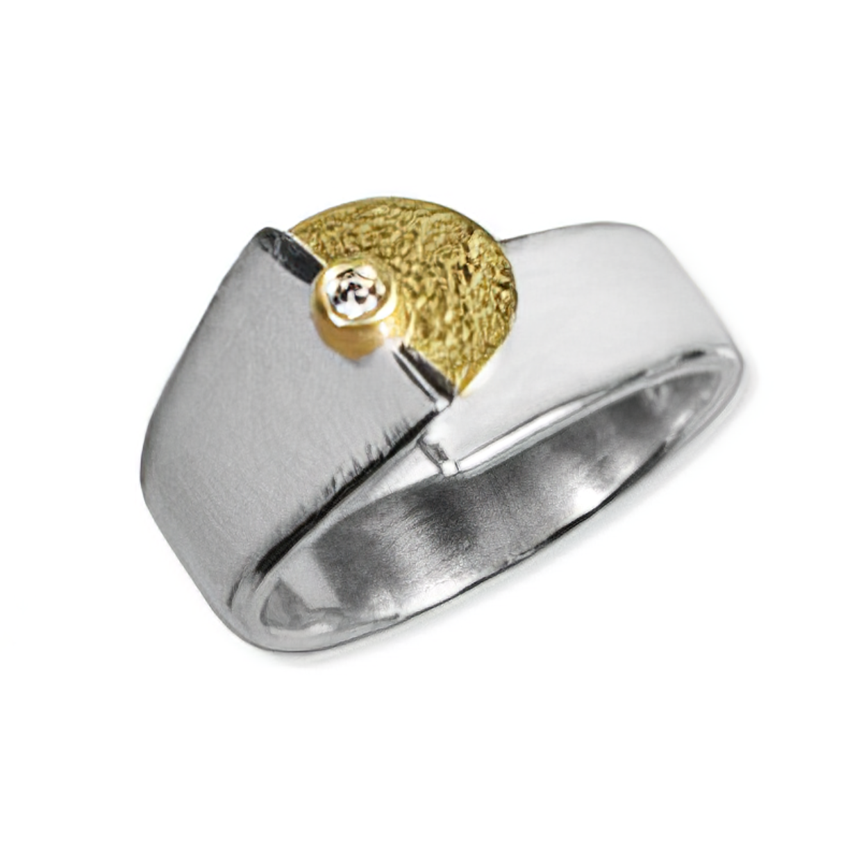 ARS Zilveren ring met 18 kt goud en 0,05 briljant