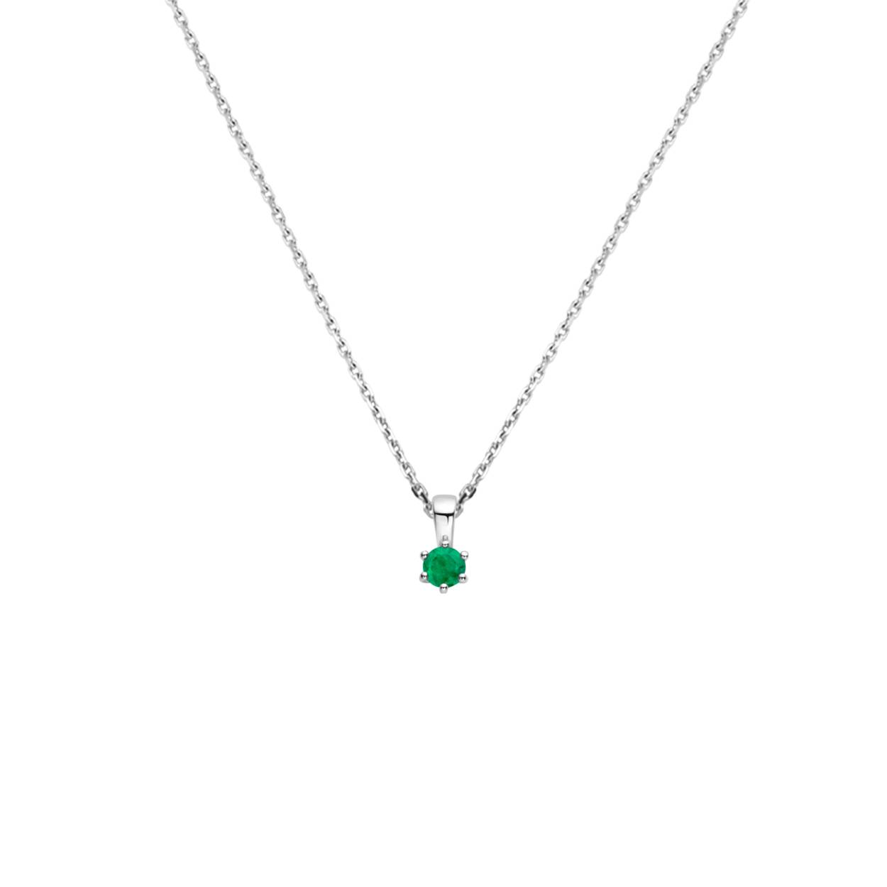 Gerhodineerd 925 zilveren collier met een geboortesteen hanger. Het collier heeft een draaglengte van 41cm en een extensie van 4cm. De schakelbreedte is 1.1mm. Uitgevoerd met een karabijn sluiting.