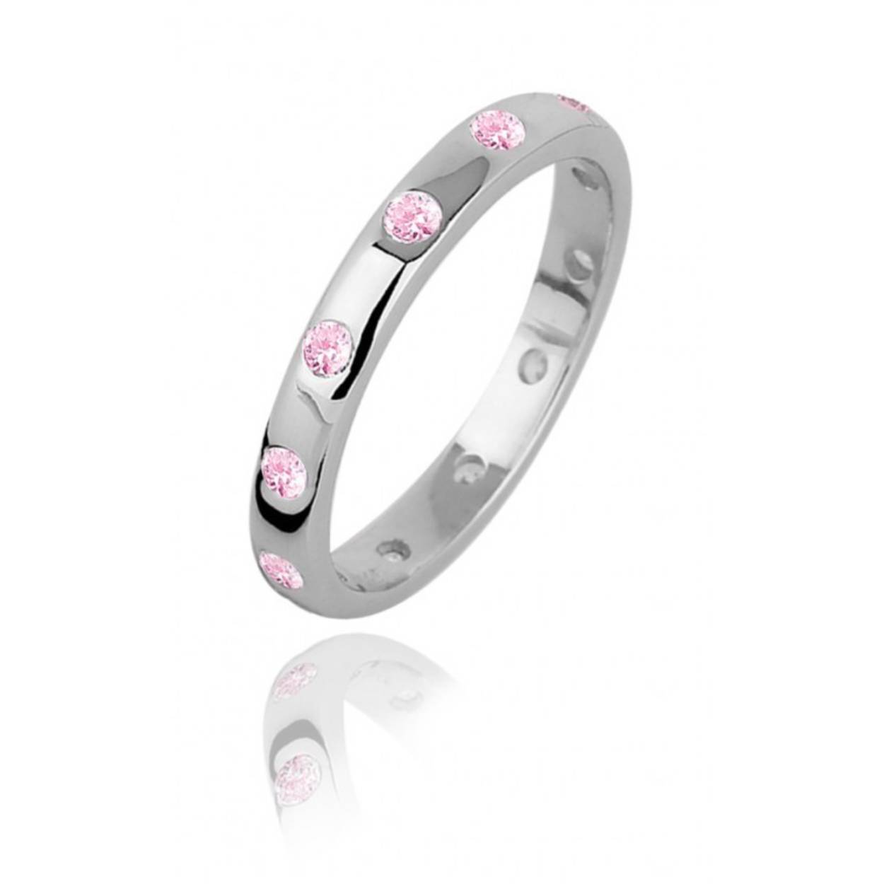 
Zinzi zilveren ring roze zirkonia rondom mt58 zir309