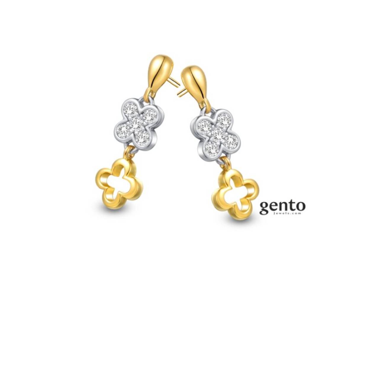 Oorbellen bicolor zilver gento jewels