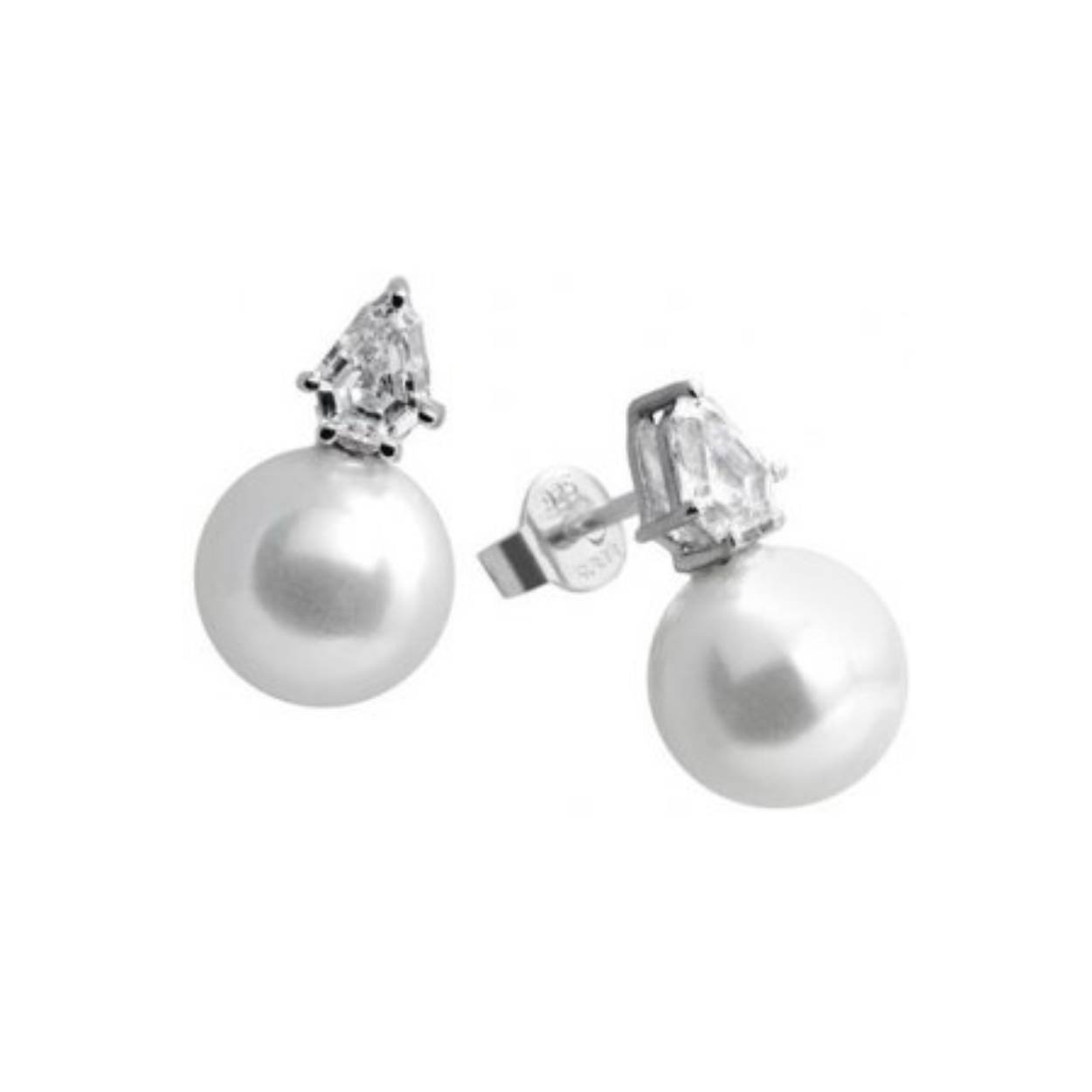 diamonfire oorstekers met een parel en zirkonia.
de parel heeft een diameter van 10 mm