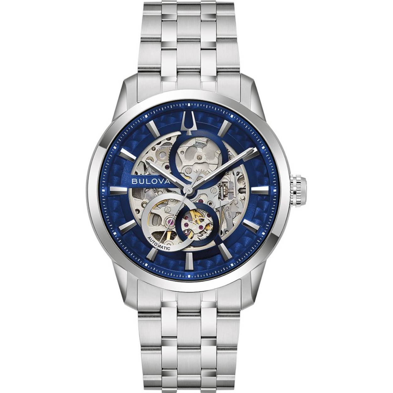 De Bulova 96A331 uit de Classic Surveyor-collectie is een elegant automatisch herenhorloge met een verfijnde groene wijzerplaat en een open-heart venster, waardoor het mechanische uurwerk zichtbaar is. De 42 mm roestvrijstalen kast wordt gecombineerd met een stijlvolle stalen band voor een tijdloze uitstraling. Het automatische uurwerk wordt aangedreven door de beweging van de pols en beschikt over een gangreserve van circa 42 uur. Dankzij het krasbestendige mineraalglas en de transparante achterdeksel is dit horloge een uitstekende keuze voor liefhebbers van klassieke mechanische horloges.