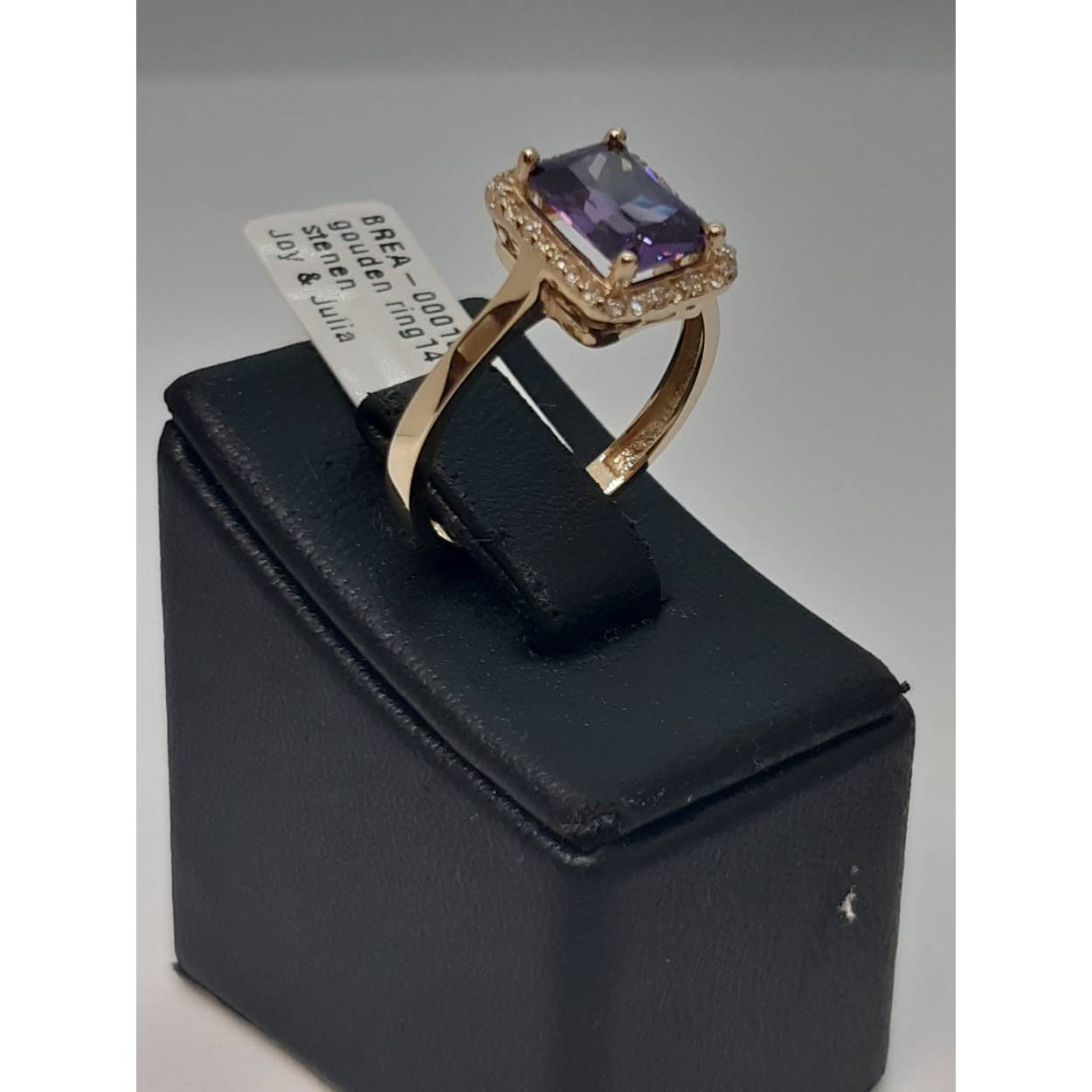gouden ring14 k met stenen