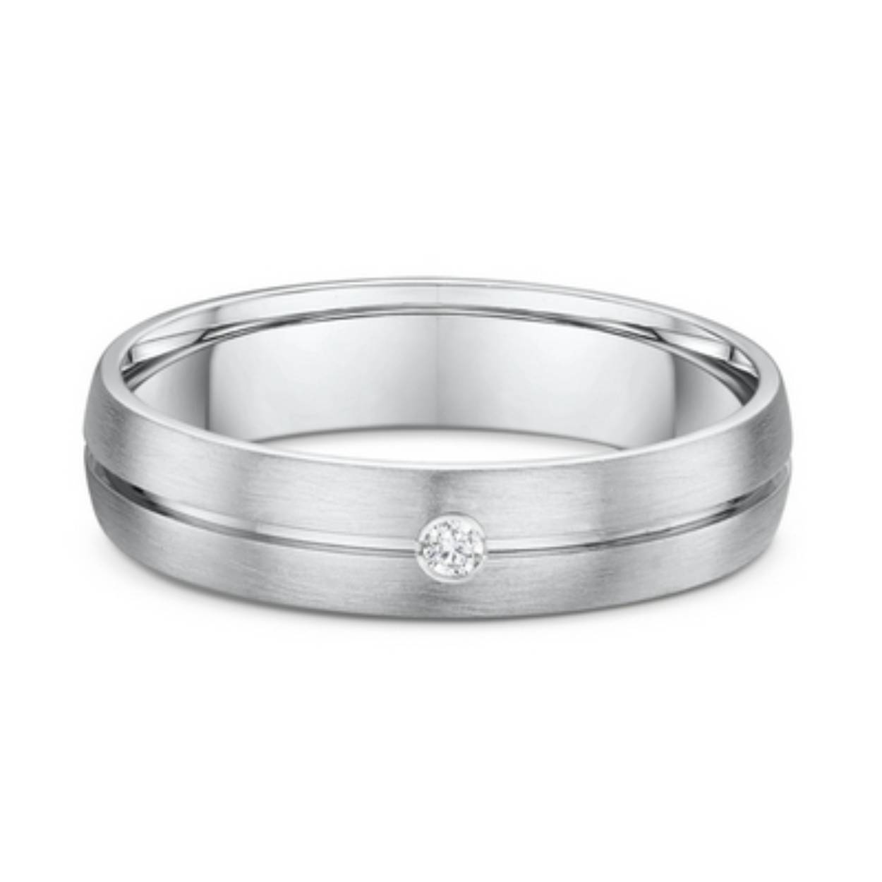 585 witgouden trouwringen. Mat/glimmend. Damesring is 5 mm en is gezet met 0.02ct briljant. De herenring is 7mm breed
De prijs is op aanvraag