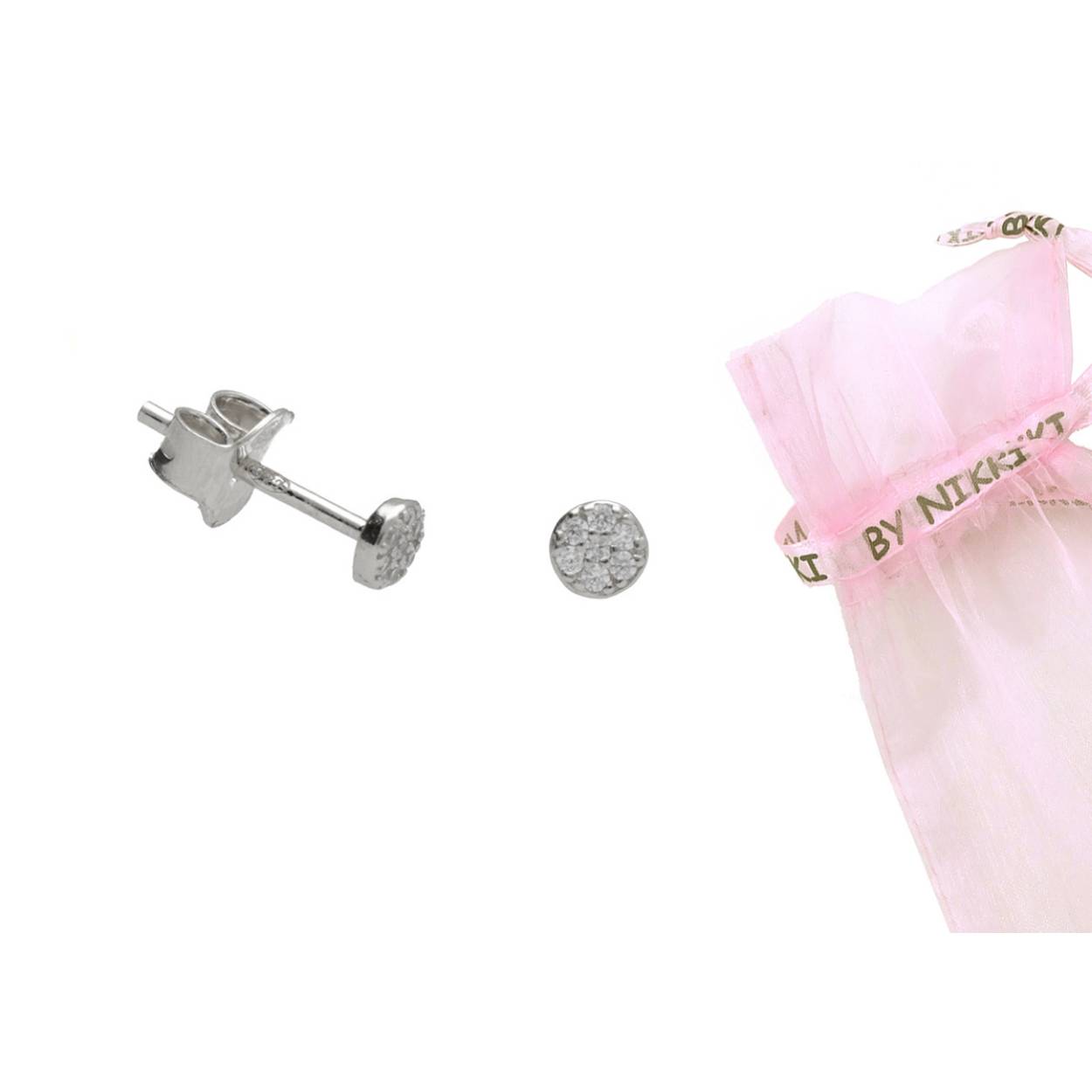 Zilveren oorsteker (1 mm steen, ronde zetting)