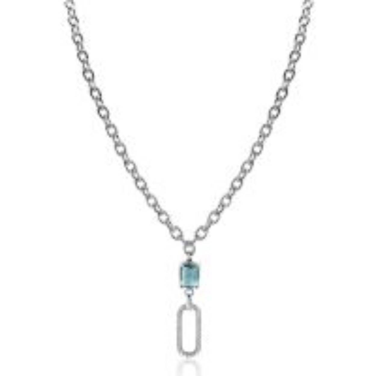 collier met hanger ovale zirkonia en petrol cz