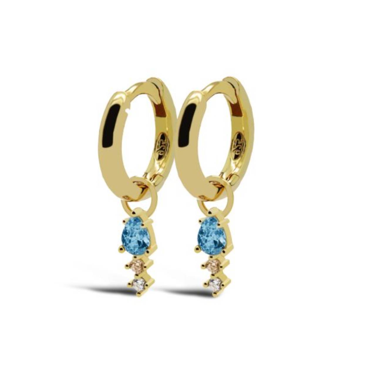 A67LB Karma | Hinged Hoops DUO BLUE Drop | Zirkonia