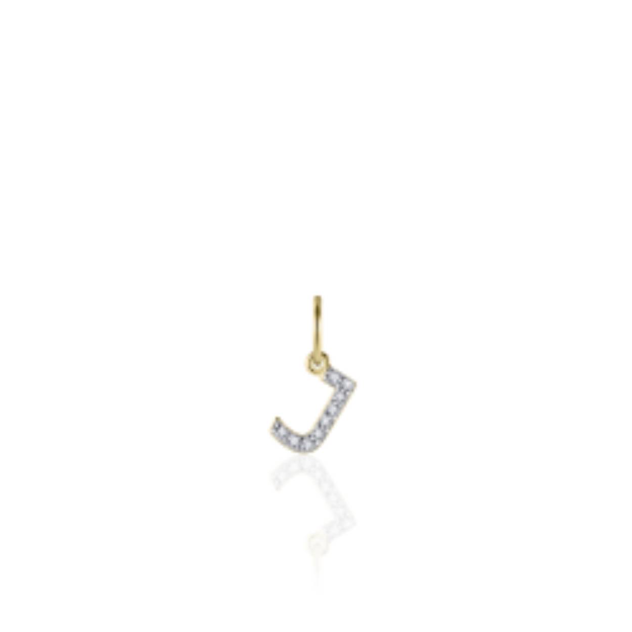 letter J | zilver goldplated | zirkonia's
