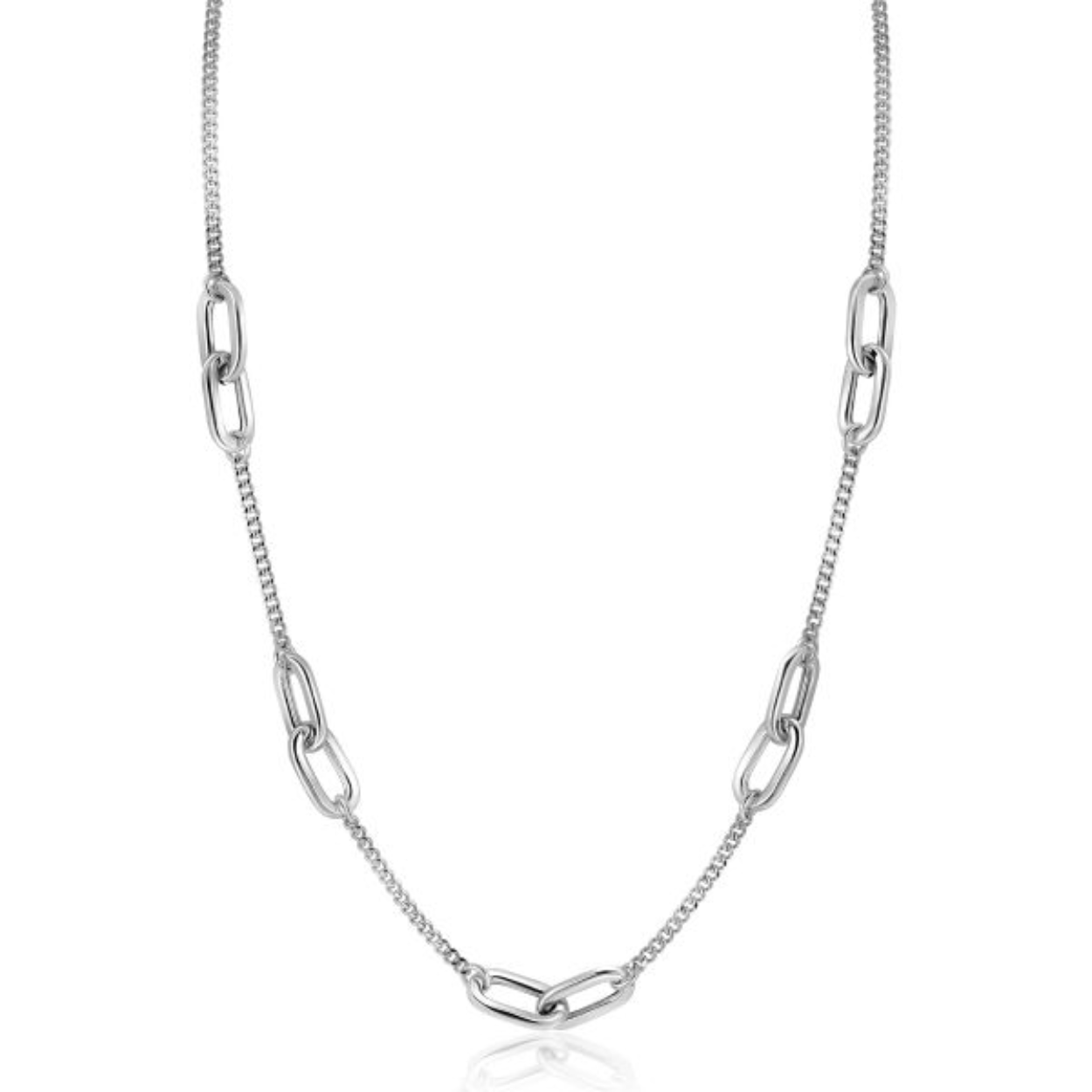 ZINZI zilveren ketting met gourmet schakels, afgewisseld met grotere ovale schakels