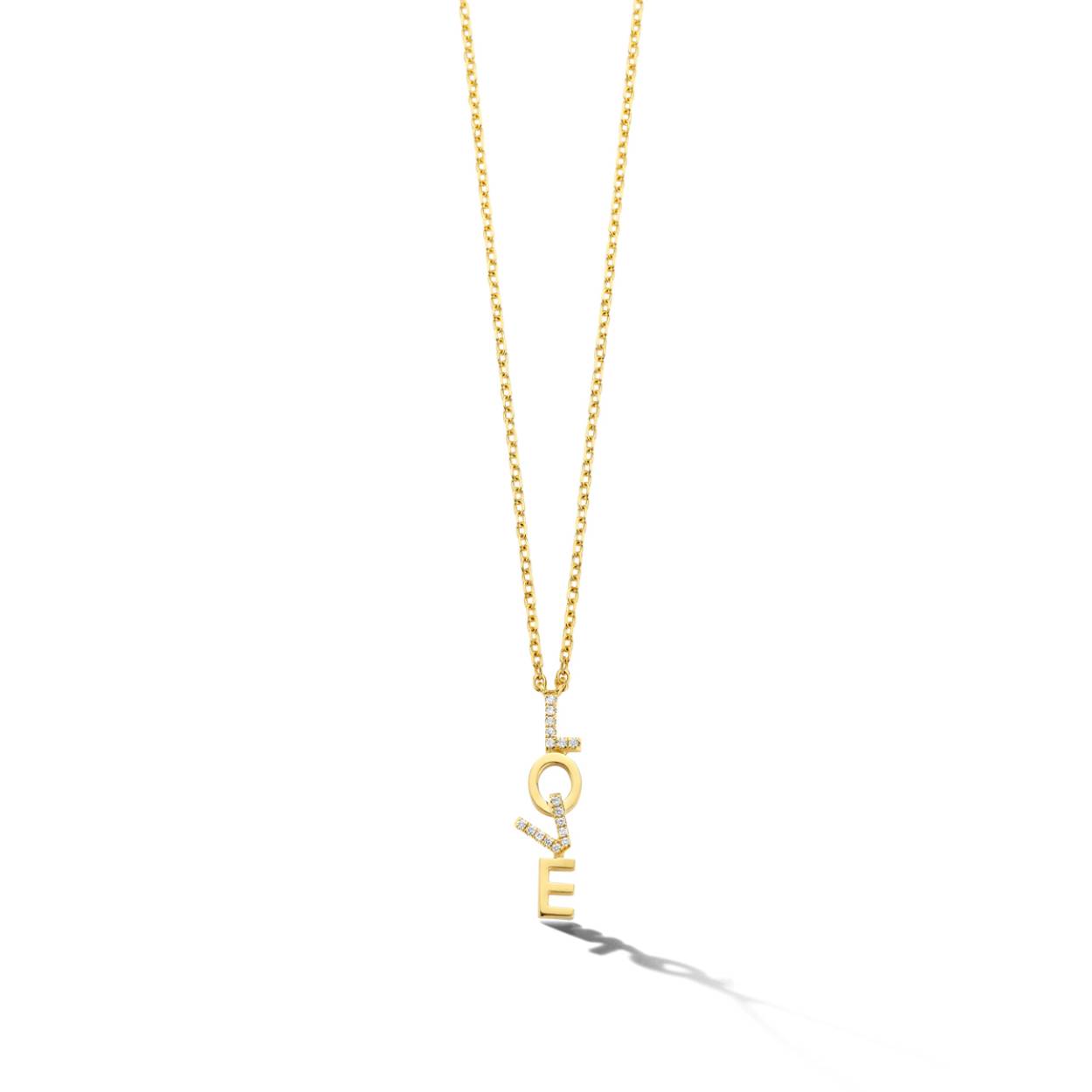 Hanger en collier Love 18kt goud +0.05ct brilj