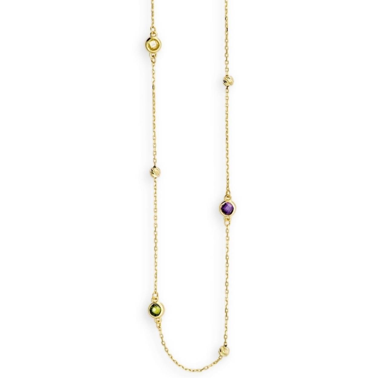 14K gouden collier met gekleurde zirkonia.