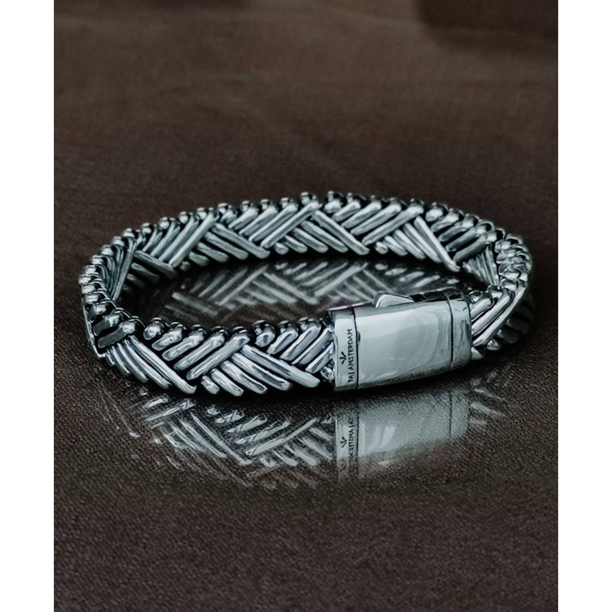 zilveren gevlochten armband breed