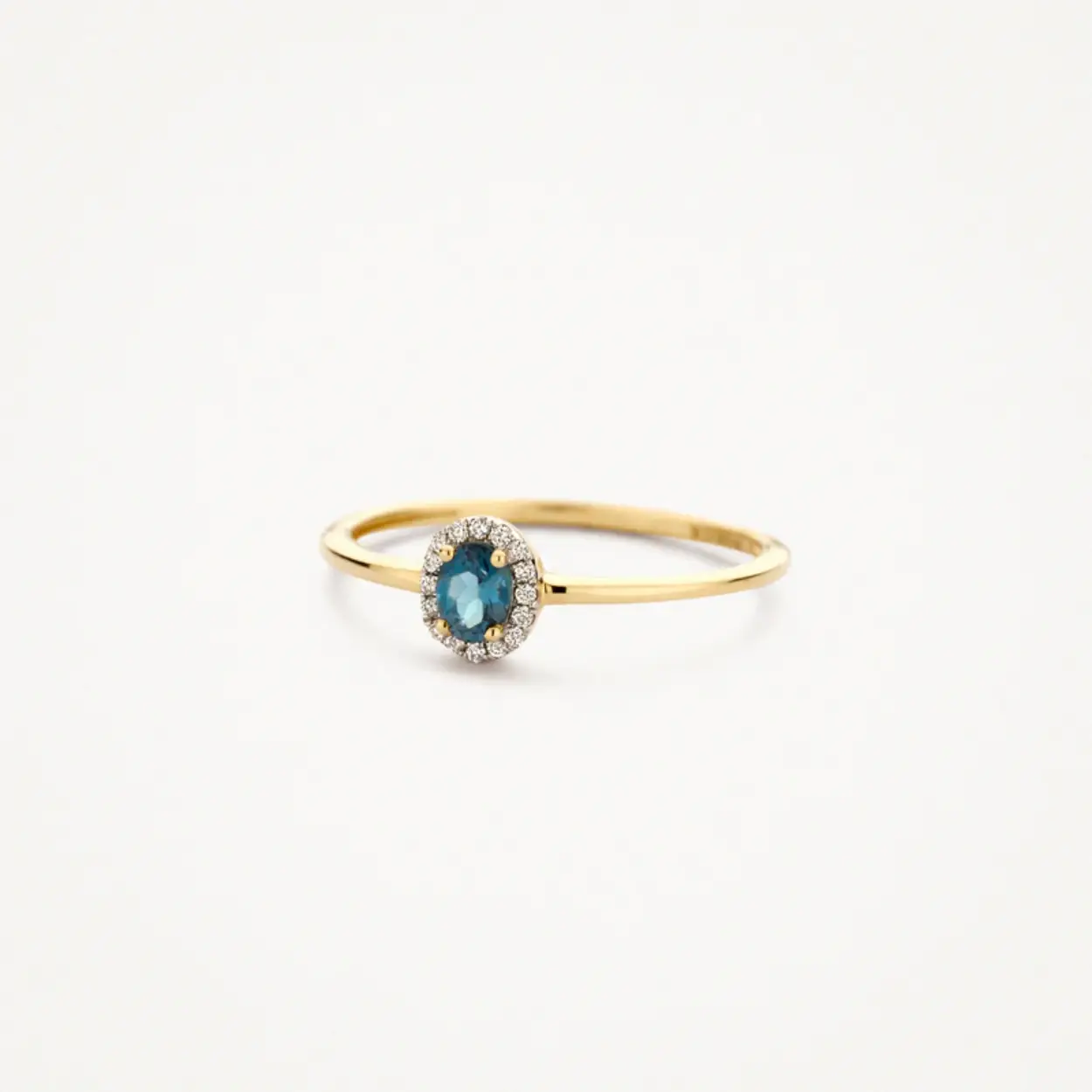14k Geelgoud met London blauwe topaas 14k Dia 0.05
