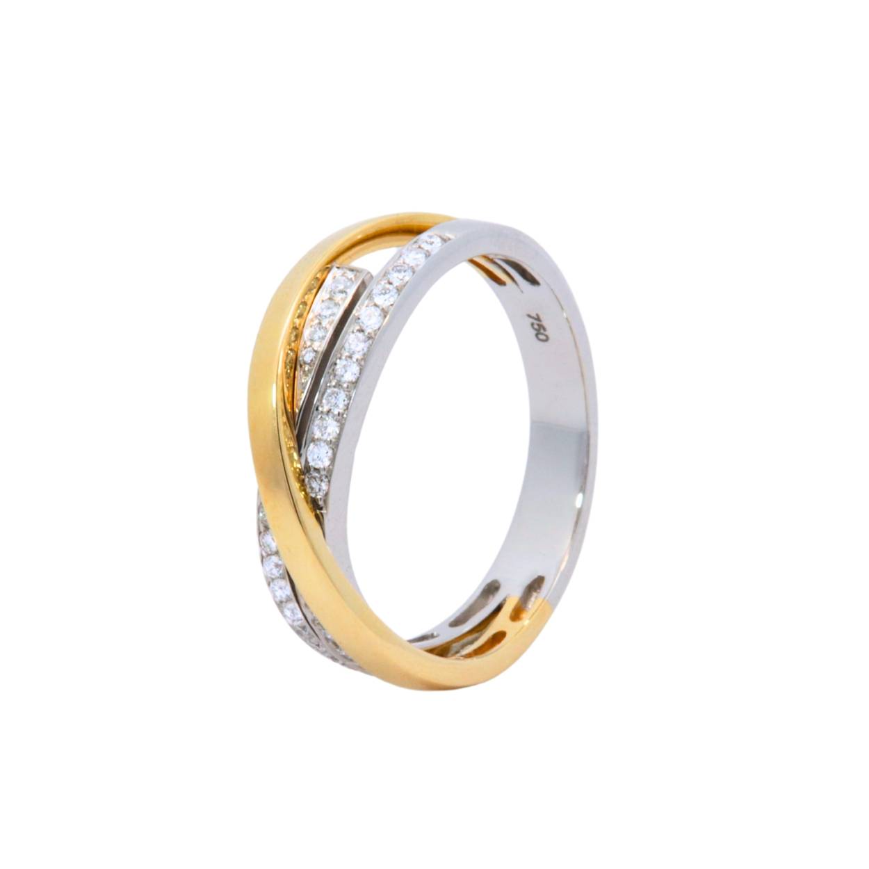 Ring in bicolor goud met diamanten van 0.21ct
