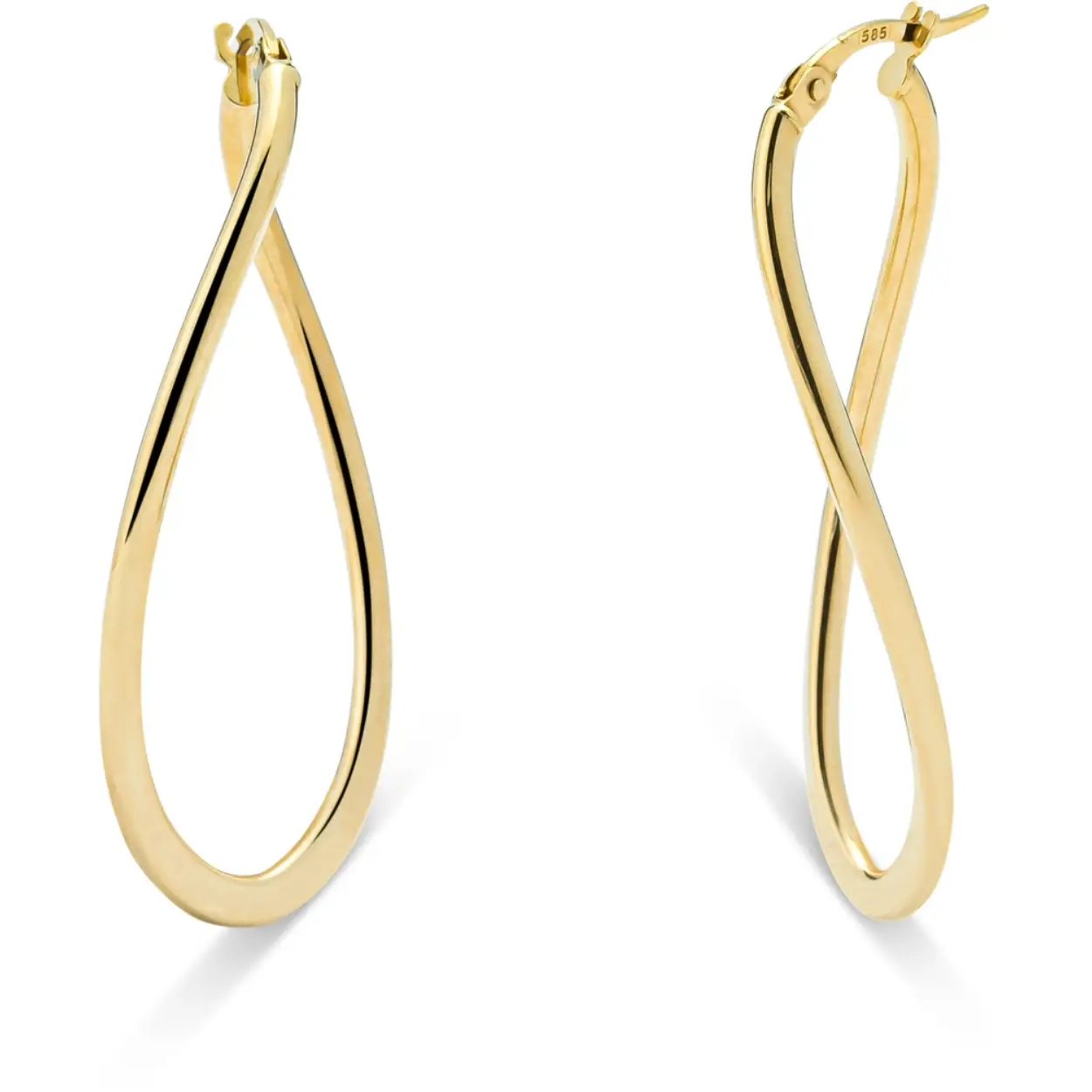 Monzario - 14kt geelgouden creolen met een slag erin, 45x20x2mm - 1415-O GEEL