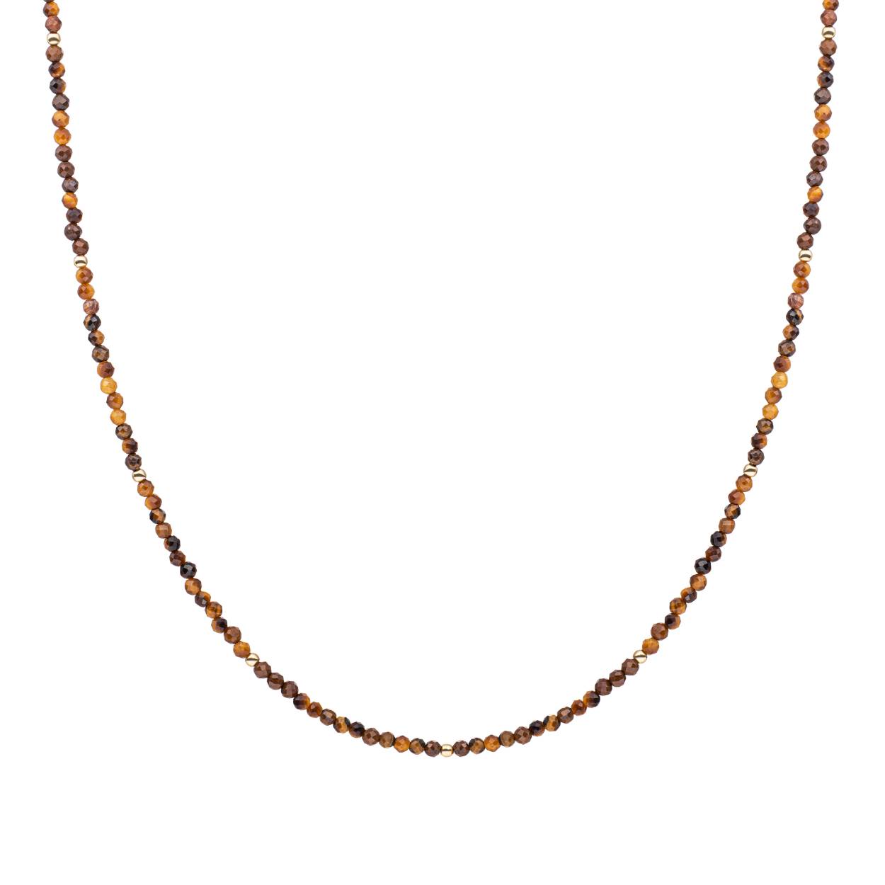 Sparkling Jewels collier Tiger Eye 2mm goldplated. Lengte 42 + 2cm.