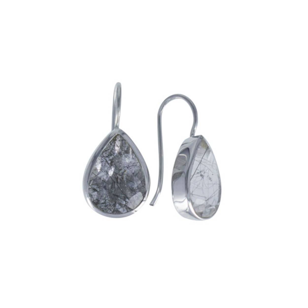 zilveren oorhangers met rutielquartz