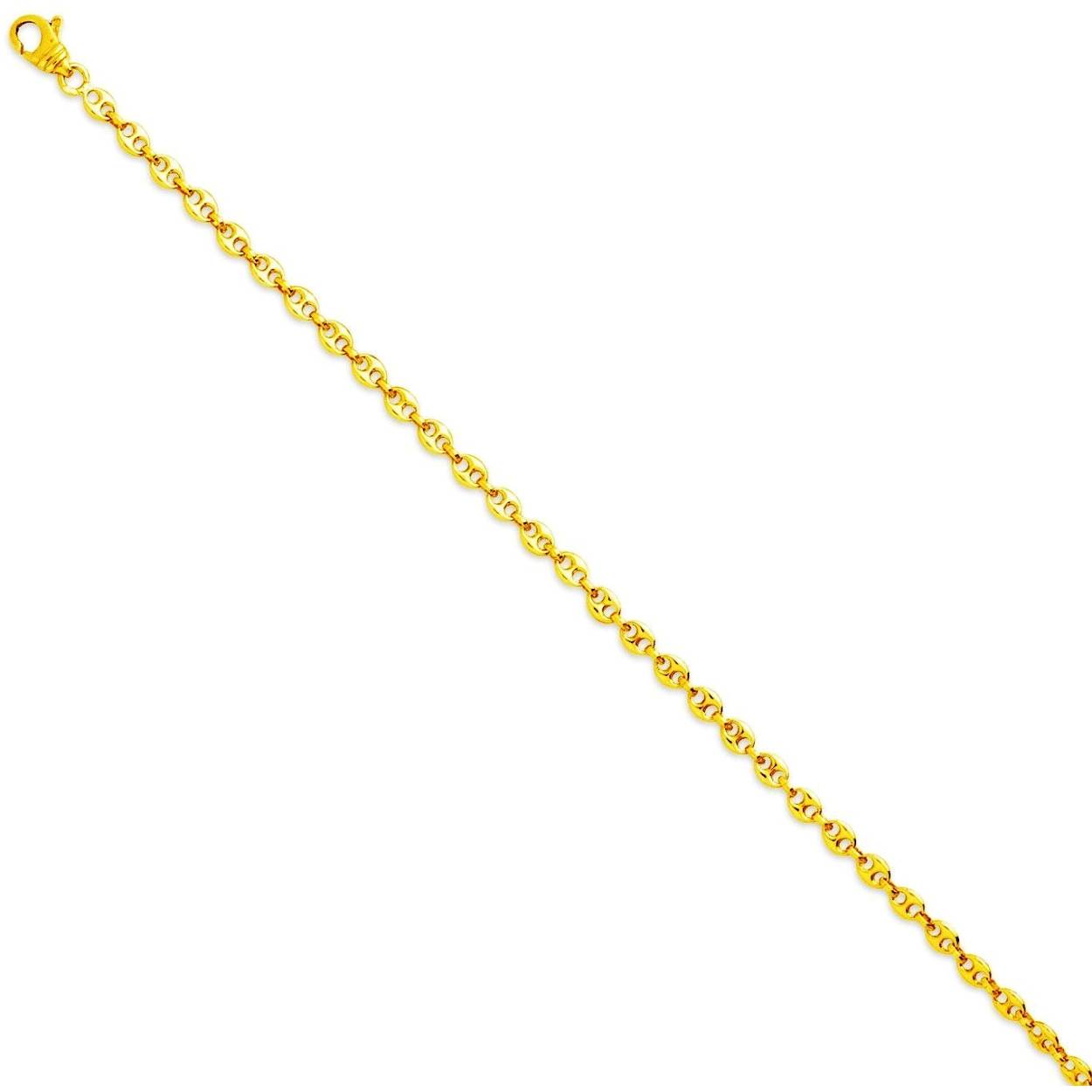 14k geelgouden koffieboon schakel armband op 19 cm lengte