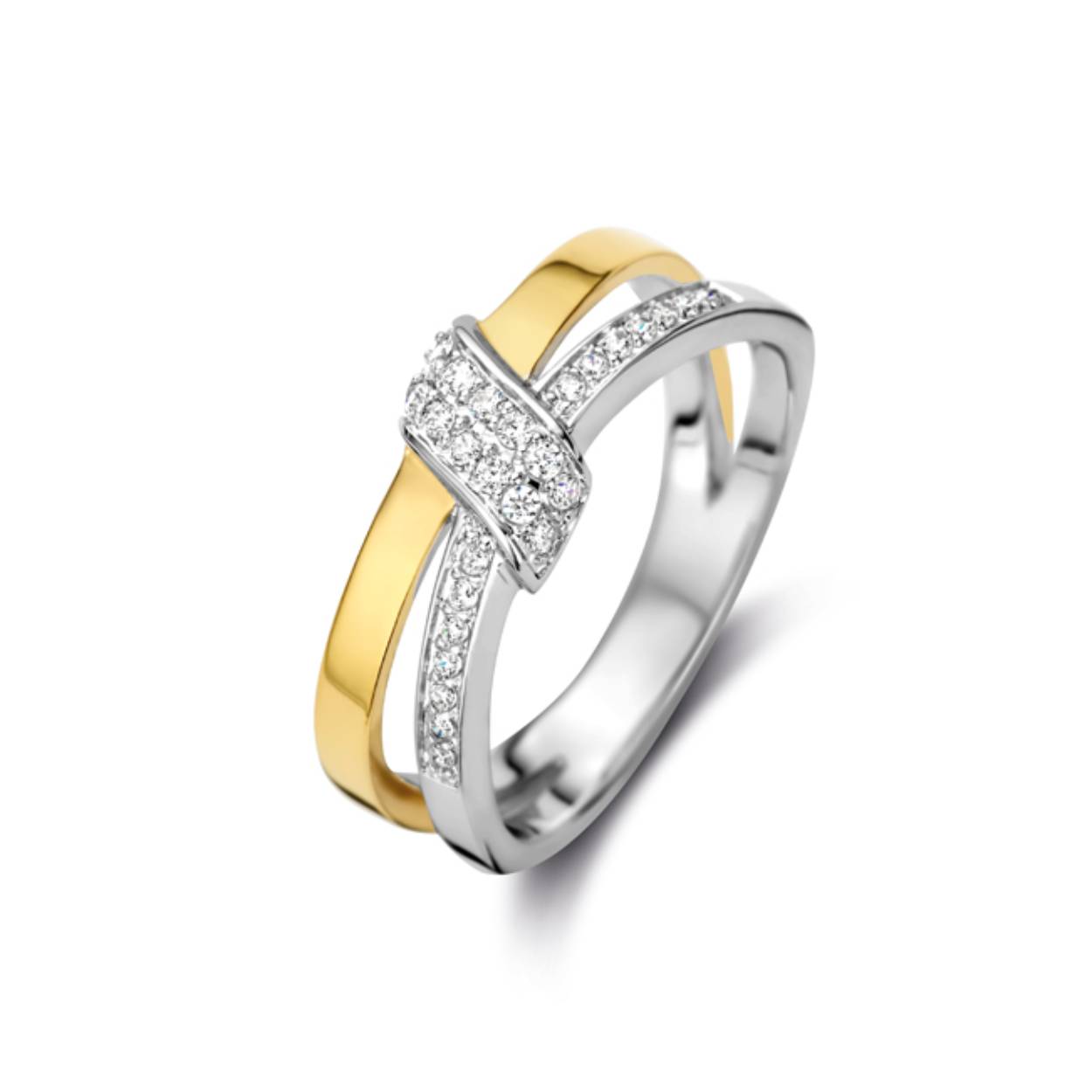 Rosa di luca zilveren ring zirkonia geel verguld mt.56 