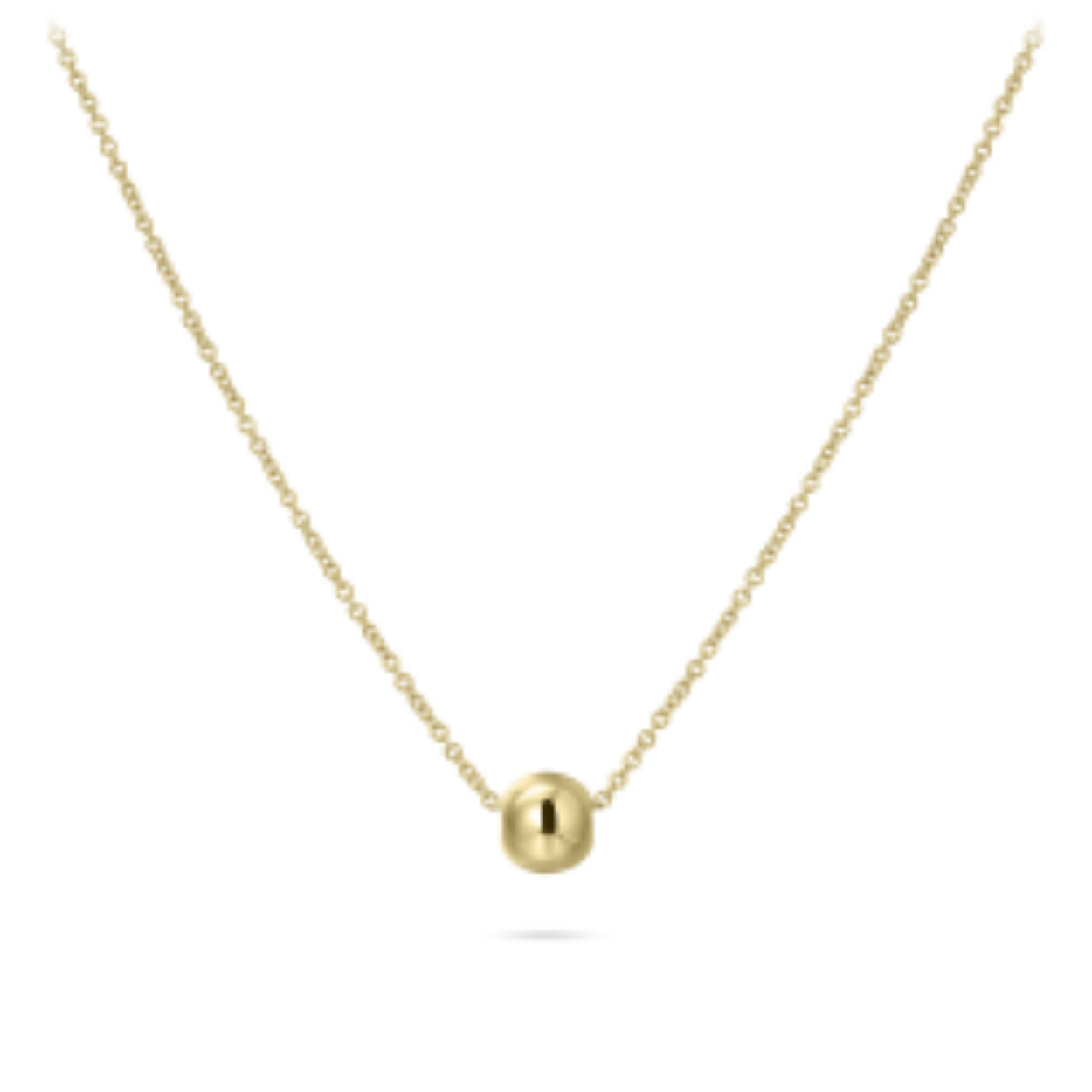 14 karaats gouden collier met glanzend bolletje, lengte 38 + 4 cm