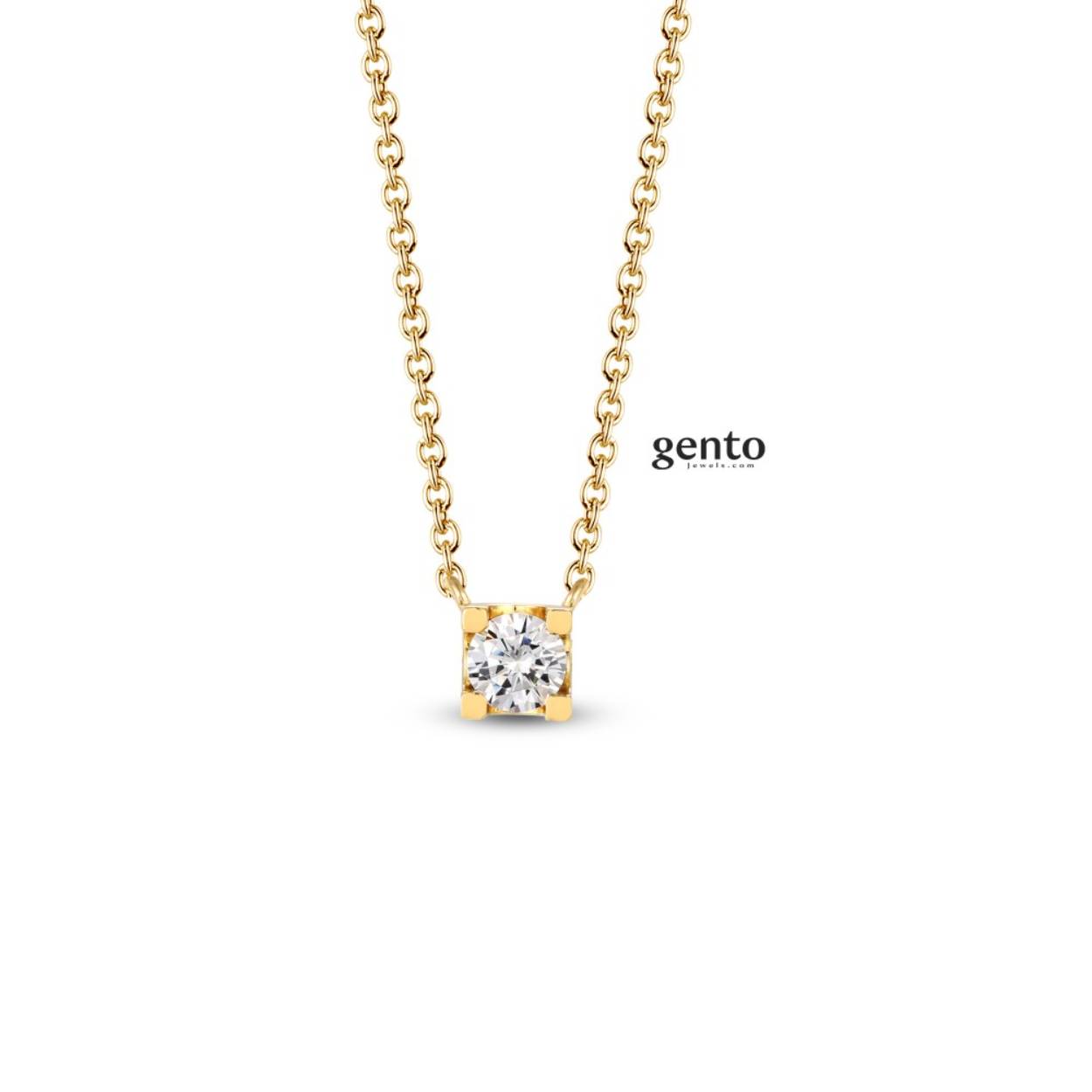 Collier in plaque goud met zirconium steentje