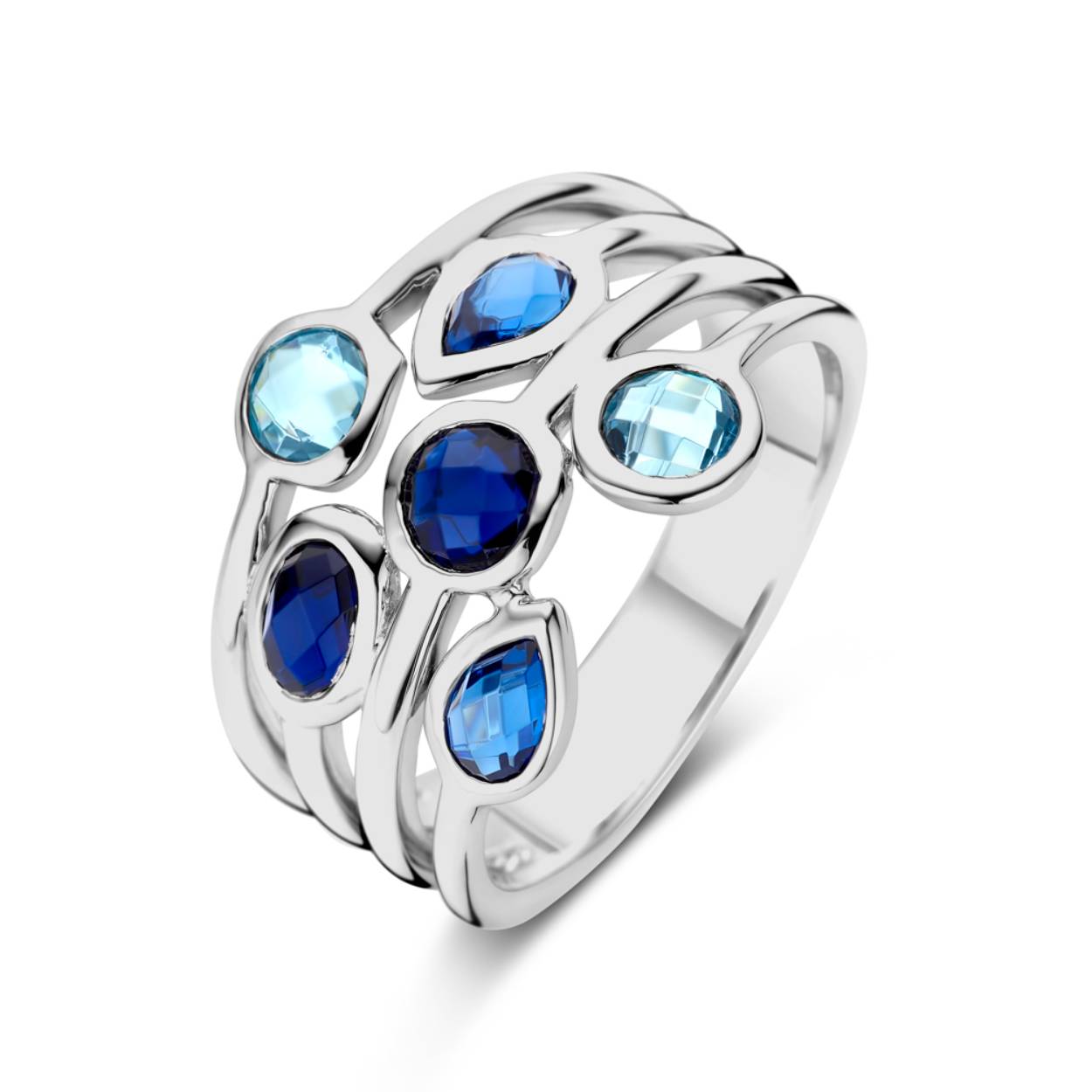 Ring met blauwe zirkonias