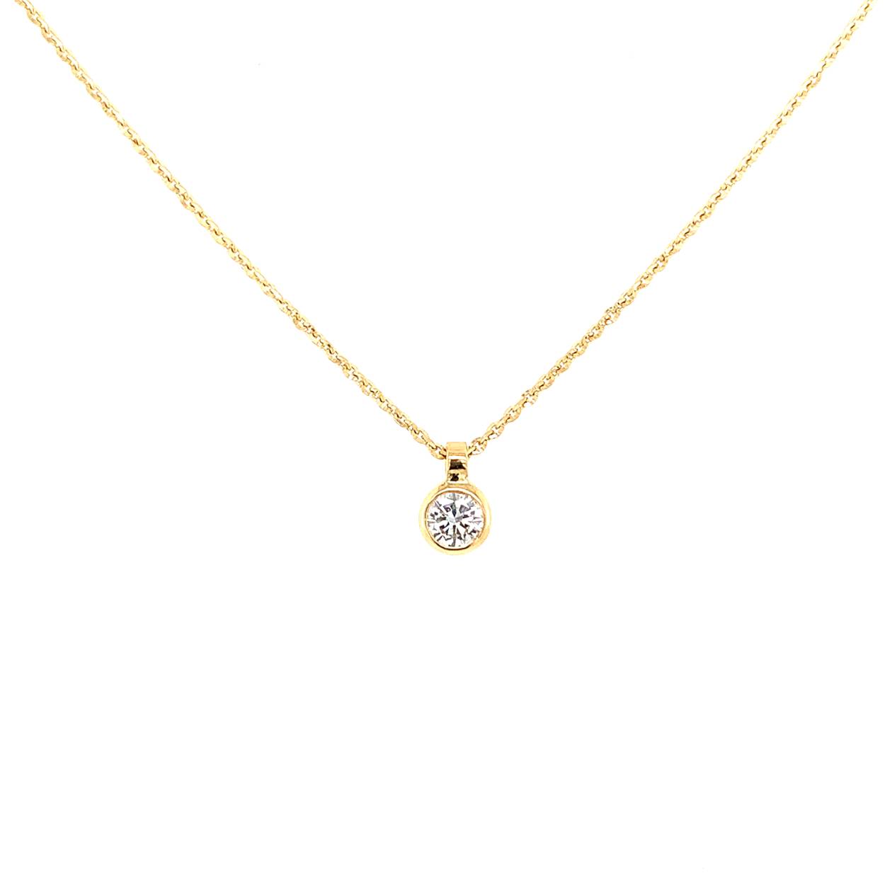 PENDENTIF OR JAUNE 18k ET DIAMANT 0.23 CT GVS1, 42CM 