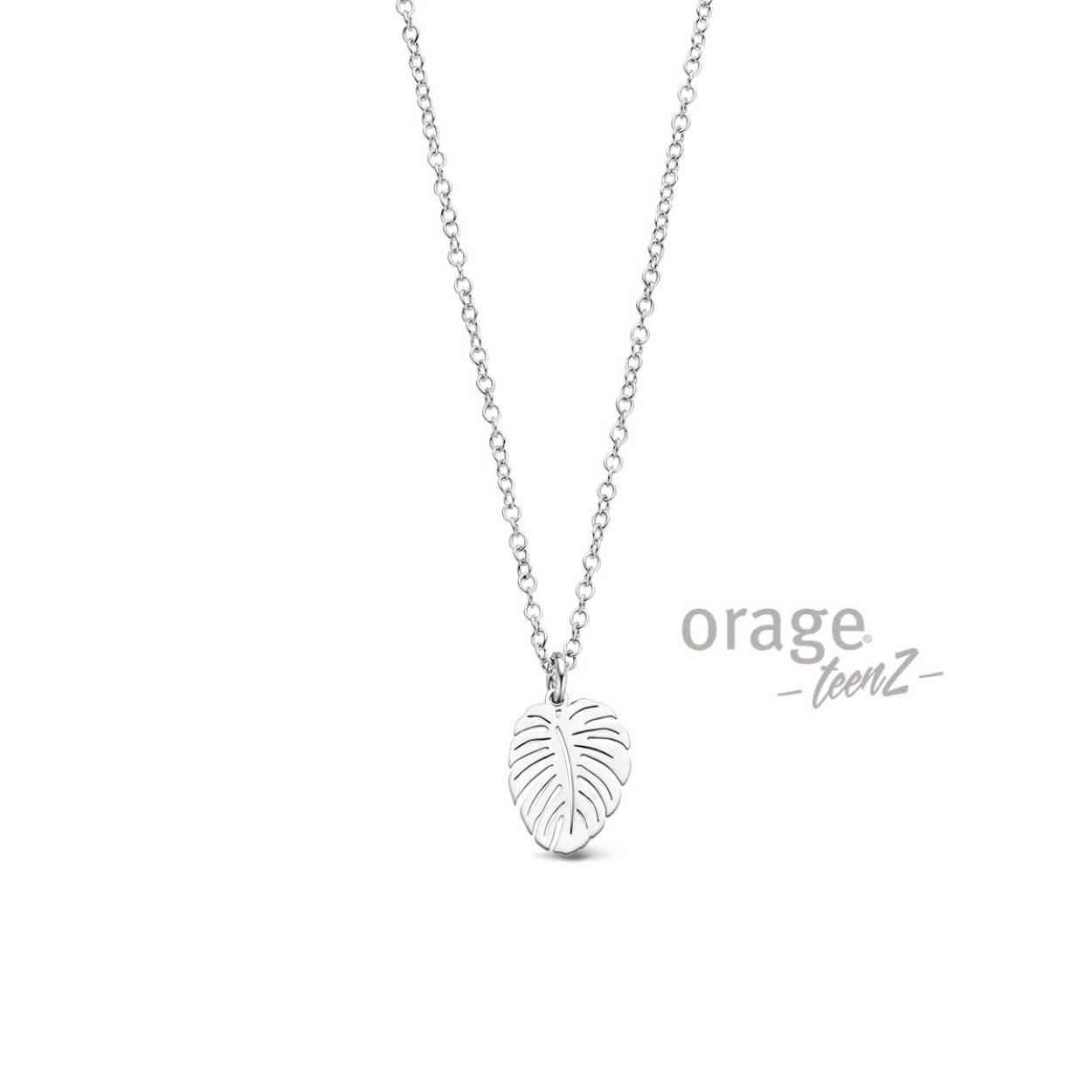 Orage Teenz collier zilver met blaadje