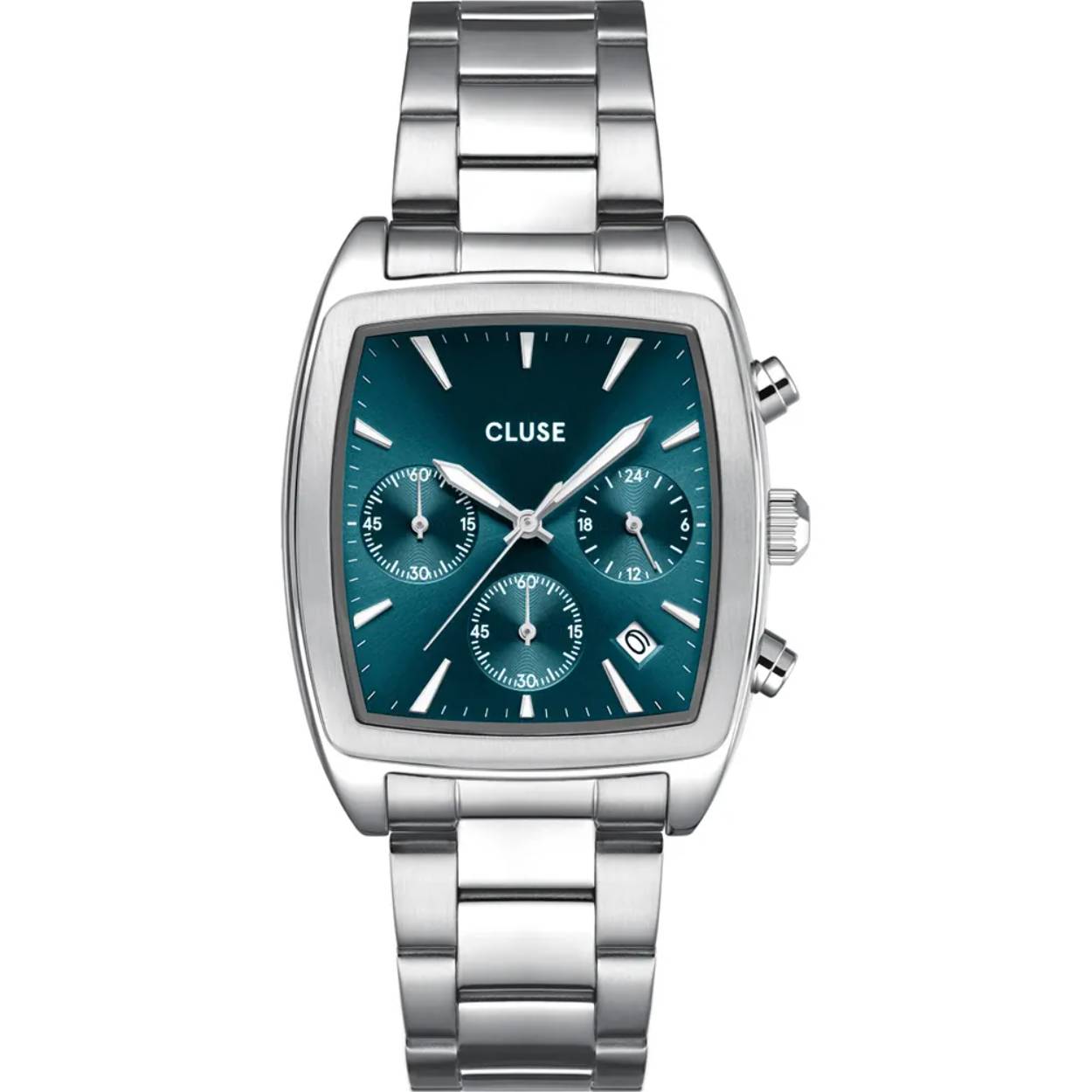 CLUSE  Quartaut Watch steel, blue, silver colour.
Dit Cluse horloge heeft een kast gemaakt van Roestvrijstaal met een diameter van 35 mm en is voorzien van een metalen band. In de kast bevindt zich een Seiko Instruments Inc. kwaliteitsuurwerk en is afgewerkt met Mineraalglas.

Het horloge is 5ATM. Dit betekent dat het horloge geschikt is om mee te douchen. Verder wordt het horloge geleverd met 2 jaar garantie