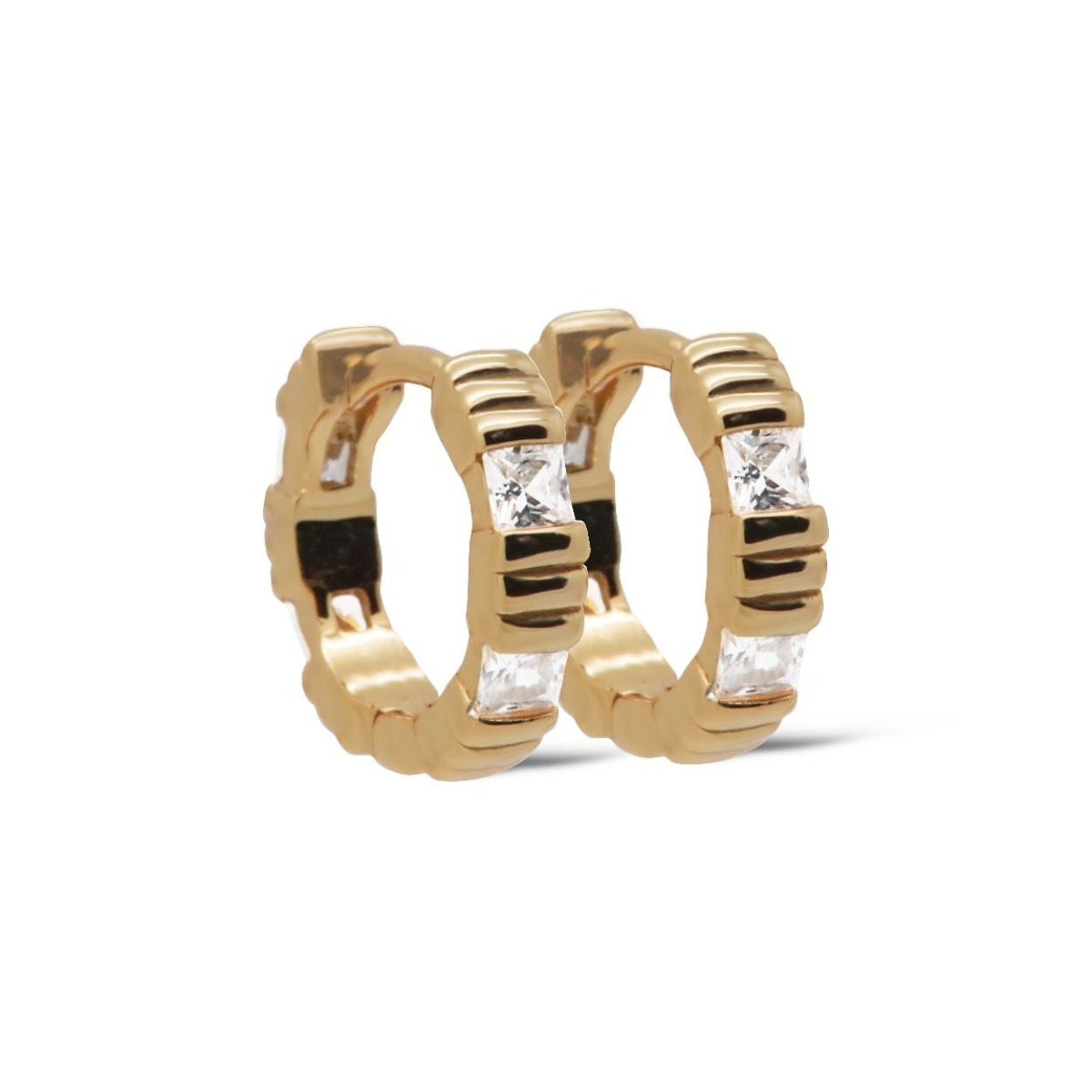 H581GP Karma oorringen MISUE | Zilver verguld | Zirkonia's | 14 mm