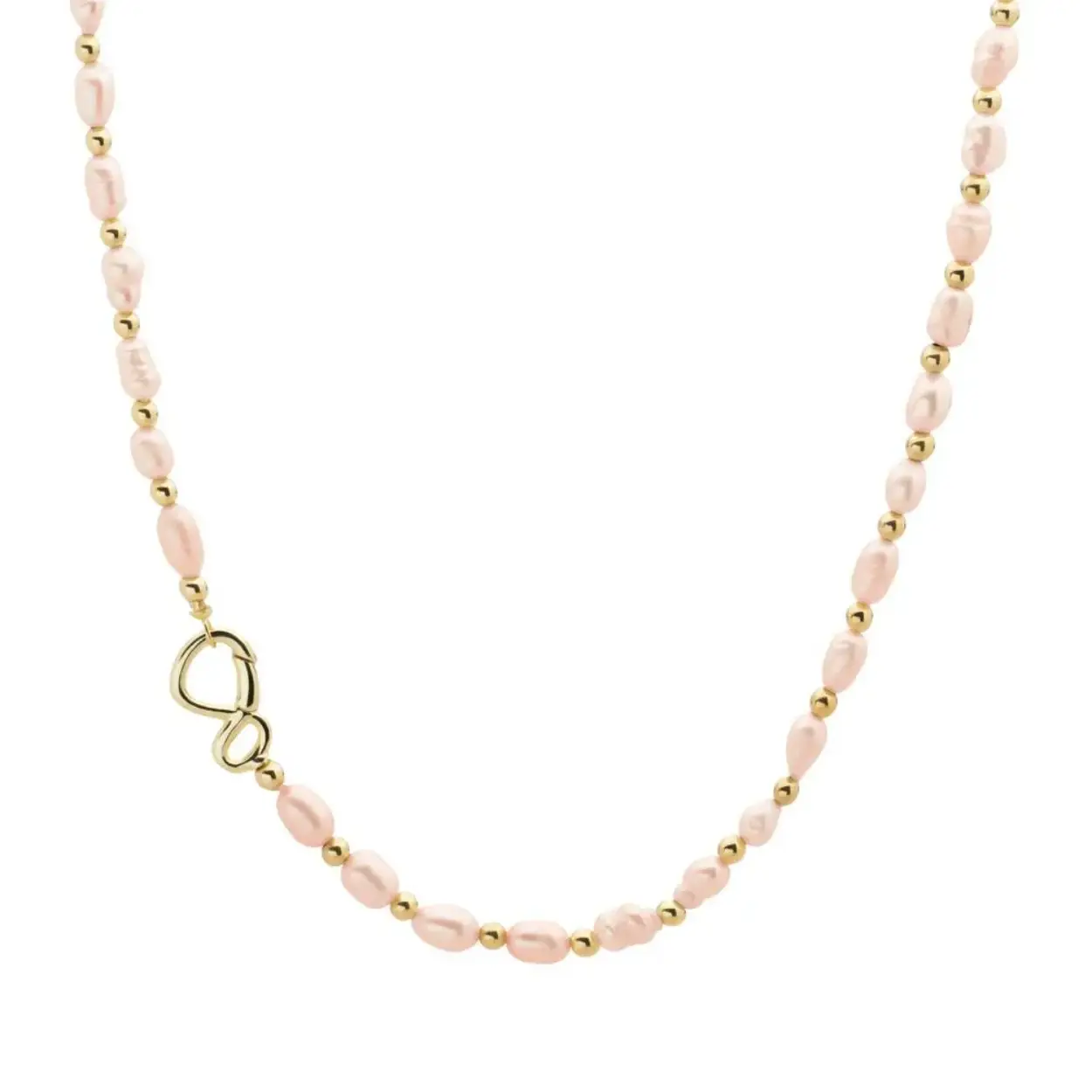 SPARKLING JEWELS LINK KETTING PEACH PEARL MIX