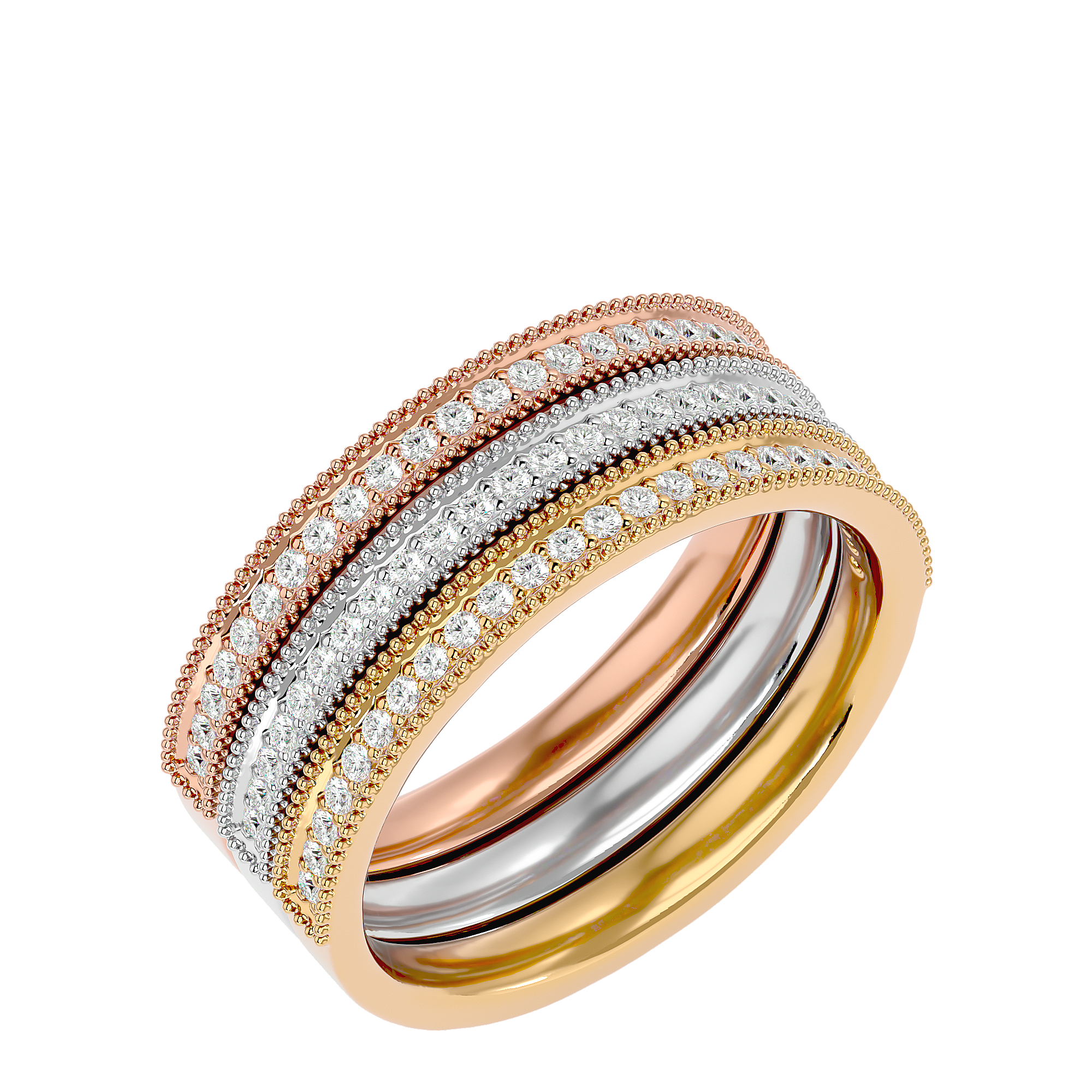 BAGUE TROIS ORS  ET DIAMANTS 0.45GHSI