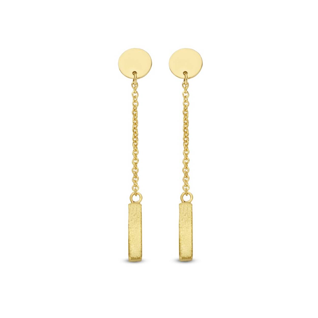 Geel gouden oorhangers in 18 kt goud
Lengte: 3,8 cm
De prijs kan variëren naargelang de goudprijs