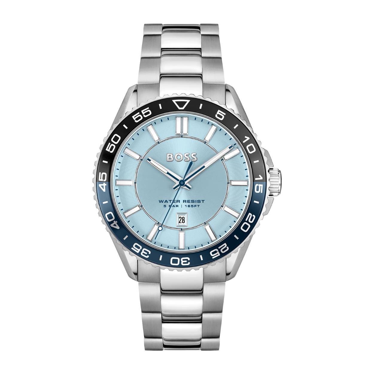 BOSS HB1514207 RUNNER 3H Herenhorloge 43mm 
Dit BOSS horloge uit de RUNNER 3H serie met artikelnr: HB1514207 heeft een stoere sportieve uitstraling. Zeer geschikt voor de moderne stijlvolle man van nu. Het herenhorloge valt op door zijn stalen horlogekast met een gekleurde bedrukte bezel en een lichtblauwe sunray wijzerplaat met een datum. Opvallend zijn de wijzers en uurstrepen die met lumibrite zijn ingelegd. Aan de kast zit een stalen mat glanzende schakelband met een vouwsluiting. Het horloge heeft een doorsnee van 43mm met een mineraalglas en is 5ATM. 

HET MERK:
HUGO BOSS is afgestemd op levensstijlen waar het gaat om kwaliteit en precisie. Het wereldwijde fashionlabel is verdeeld in twee merken: BOSS en HUGO. Het merk BOSS biedt geavanceerde, moderne horloges gericht op kwaliteit en design om een onberispelijke look te creëren – of het nu zakelijk, casual of sportief is. De horloge collectie van BOSS is perfect afgestemd op levensstijlen waar het gaat om kwaliteit en precisie. BOSS is op maat gemaakt in een onberispelijke stijl.

Blijf stijlvol bij de tijd. Voor de BOSS-vrouw is stijl het handelsmerk en draait alles om
details. Breng uw look naar een hoger niveau met onze nieuwe en kenmerkende horlogecollectie.

SPECIFICATIES:
- Mineraalglas
- Ronde kastvorm, Ø 43mm
- Stalen horlogekast
- Lichtblauwe wijzerplaat
- Stalen schakelband
- 5ATM