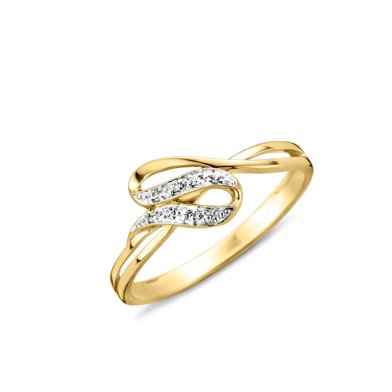Geel gouden ring 18 karaat met 0.03ct briljant