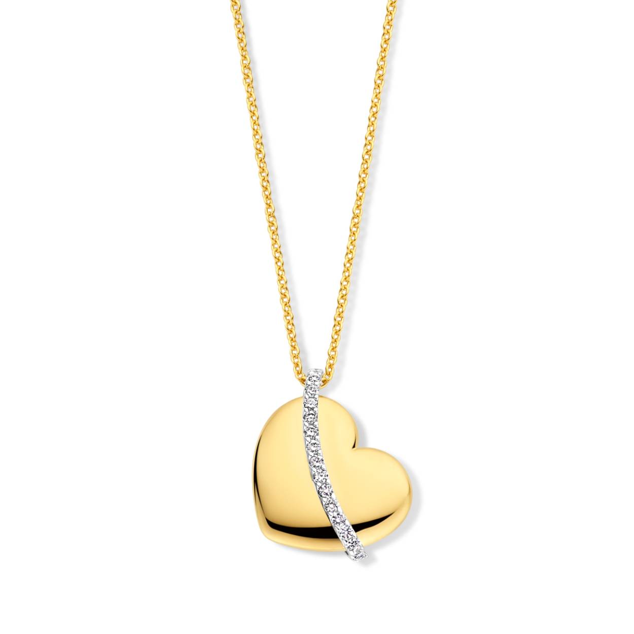 Naiomy Gold  ketting + hart goud 18k
Gezet met 15 diamanten 0.080ct