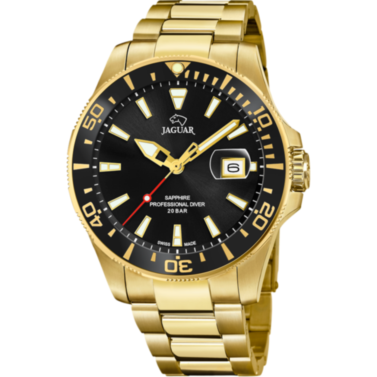 Jaguar herenhorloge J877/3 met een edelstalen kast en een saffierglas voorzien van een edelstalen band.

De kwaliteit en Zwitserse precisie van het merk Jaguar staat synoniem voor uitmuntendheid en voldoet aan de eisen van de trouwe kenner van de haute horlogerie.