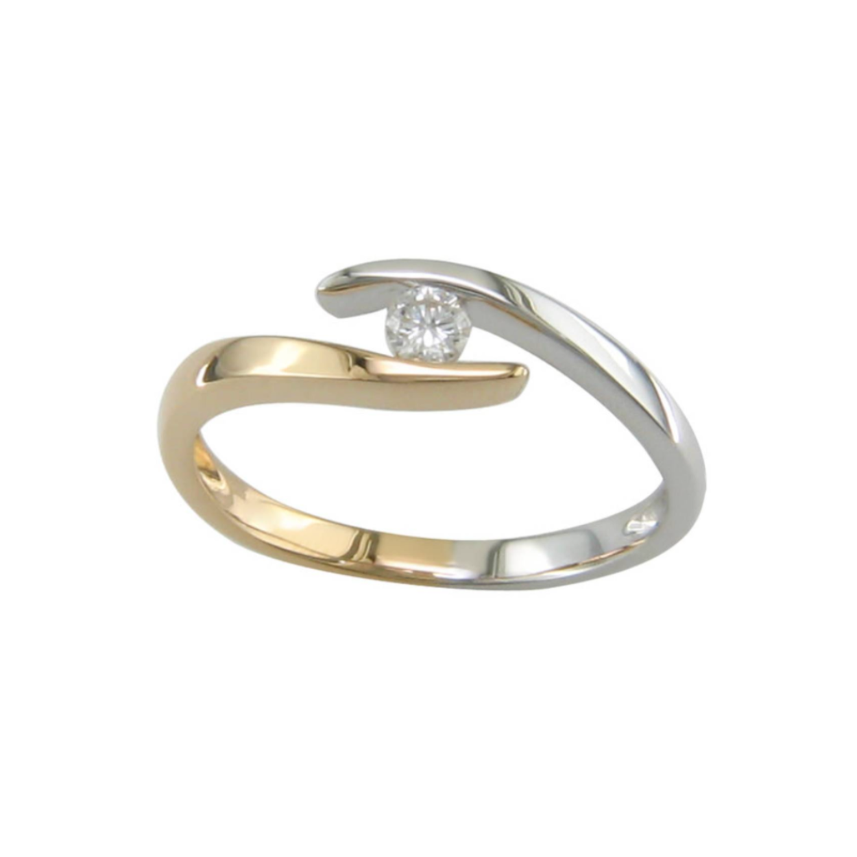 Bicolor gouden ring 18Kt met diamant