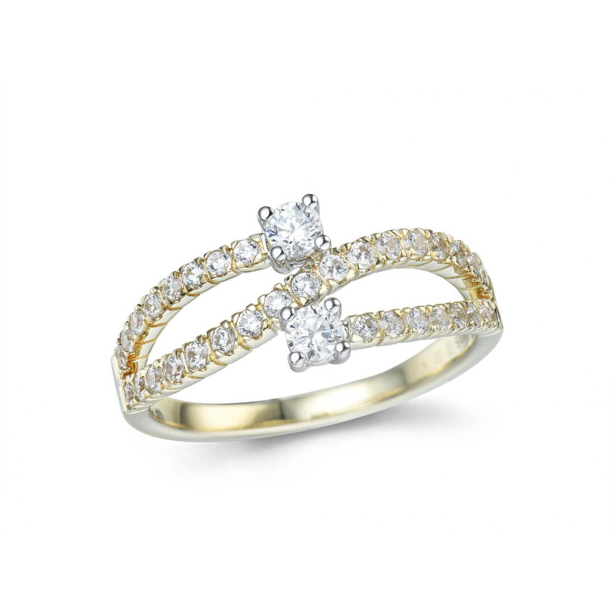 Ring geel goud 18kt met diamanten .