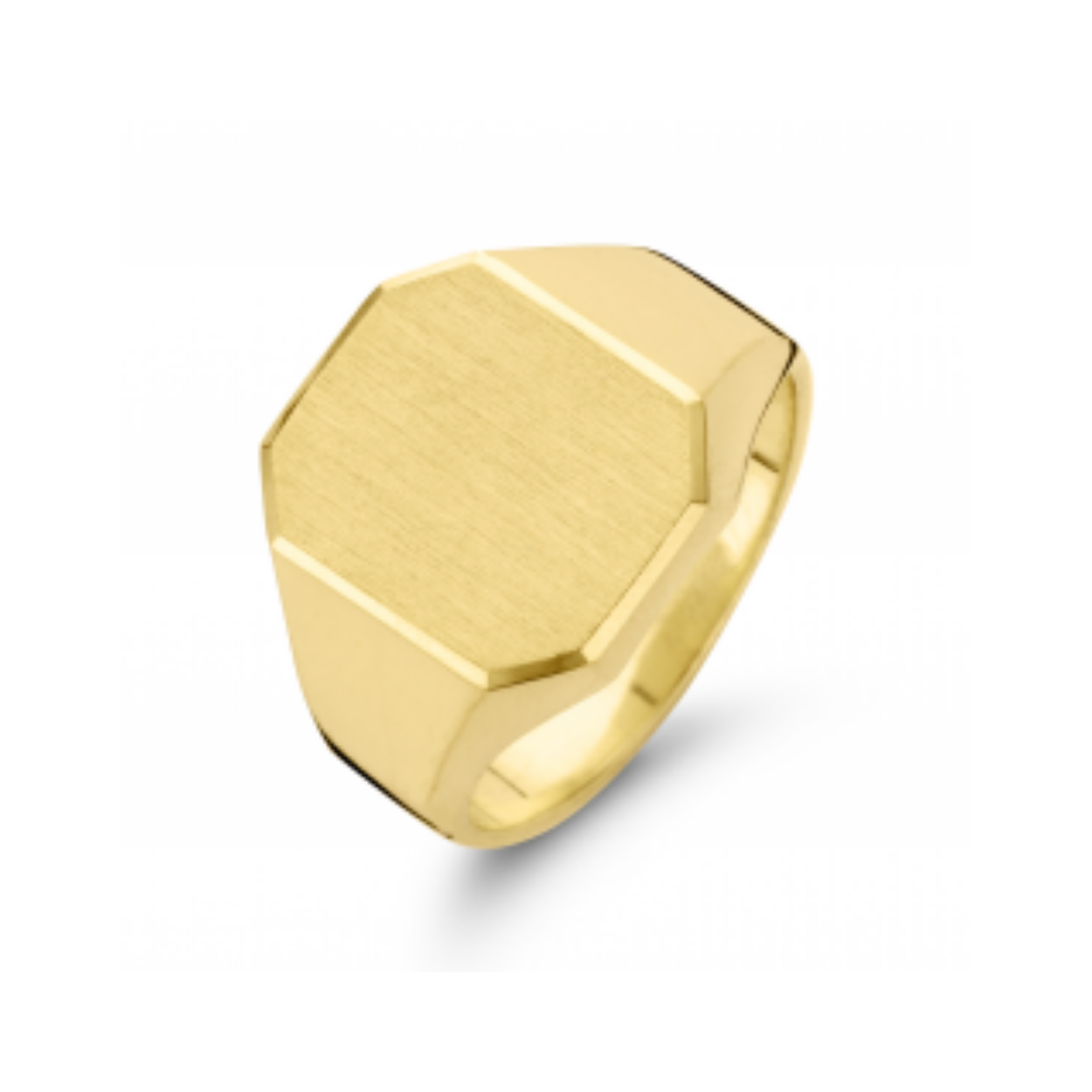 14-karaats geelgouden ring met zilverkern.
Afmeting kop: 14 x 11 mm.