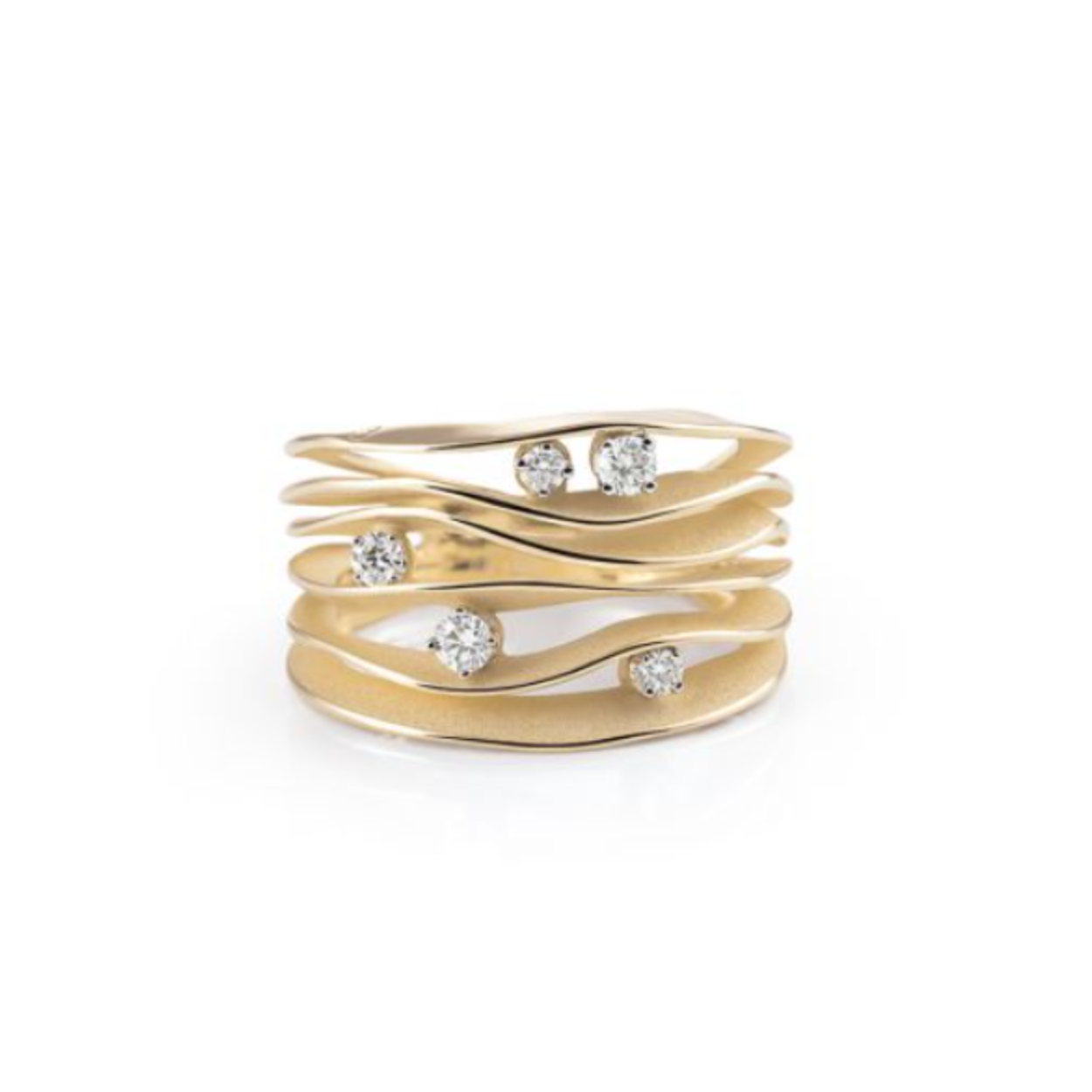 Dune Series Ring, 18Kt Yellow Sunrise Gold met diamanten 0.28ct