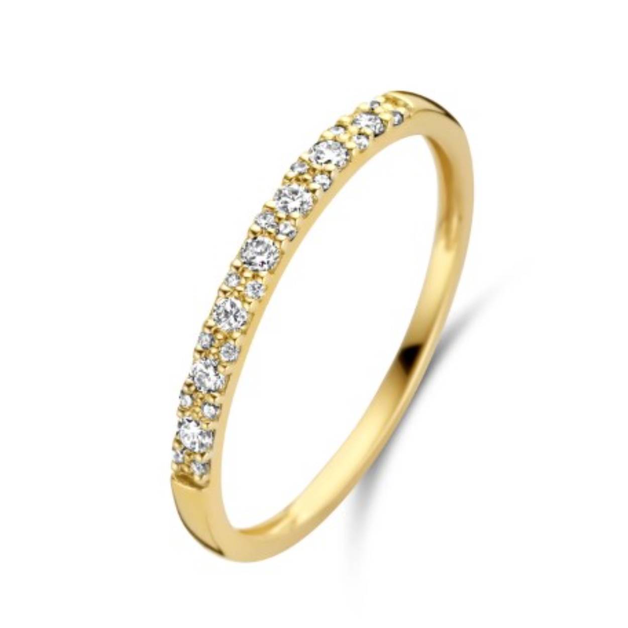  Blush Diamonds ring, 14k geel goud, rijring met diamant 0.17crt