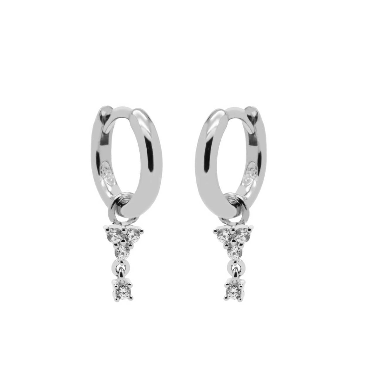 A62S Karma | Hinged Hoops Symbols Triple flower Hanging Zirconia | Silver