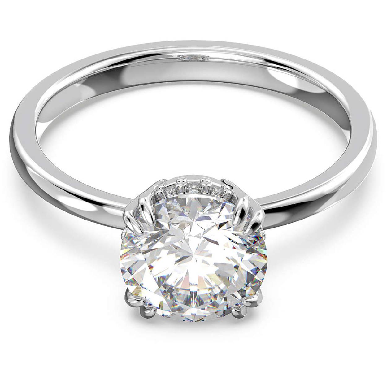 Deze Constella-ring schittert als de eerste ster die aan de nachtelijke hemel verschijnt en wordt gegarandeerd uw nieuwe favoriet. De elegante steen met princess-slijpvorm in een dubbele klauwzetting is voorzien van een rij pavé en is gezet op een band met rodium toplaag. Draag afzonderlijk of combineer met verschillende metaaltinten voor een moderne look.
