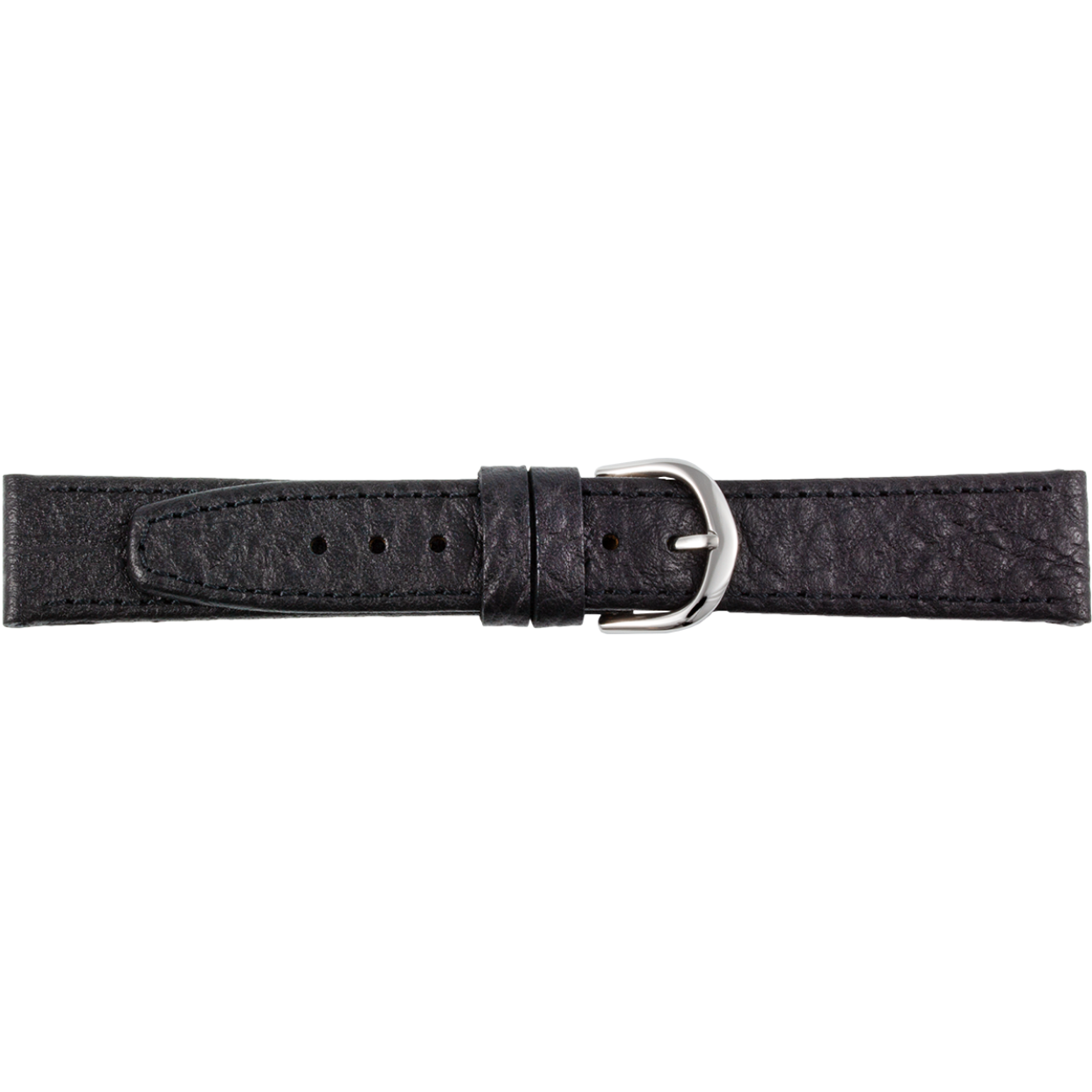 Horlogeband echt leer zwart 18mm