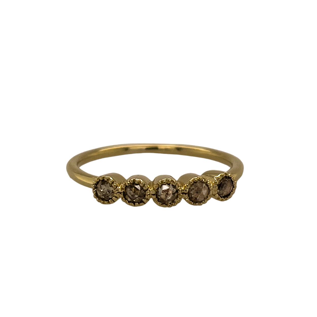 GEELGOUDEN RING MET ROOS GESLEPEN DIAMANT